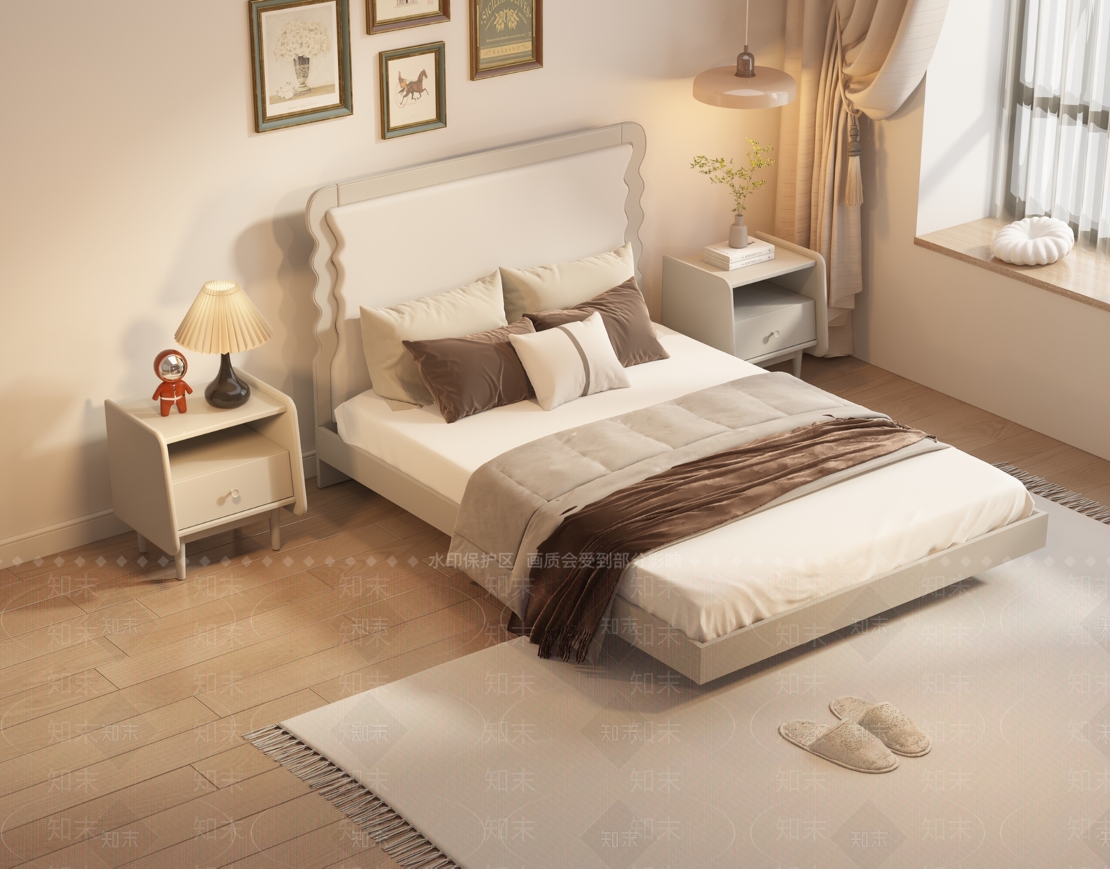 现代波浪纹儿童床3D模型下载【ID:1159175578】