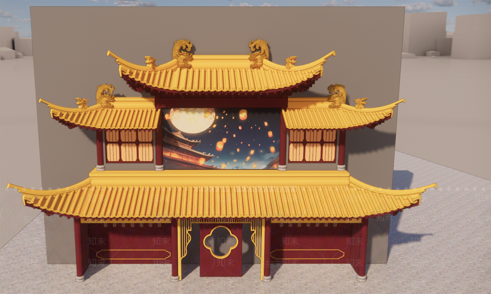 中式门楼SU模型下载【ID:1159328954】