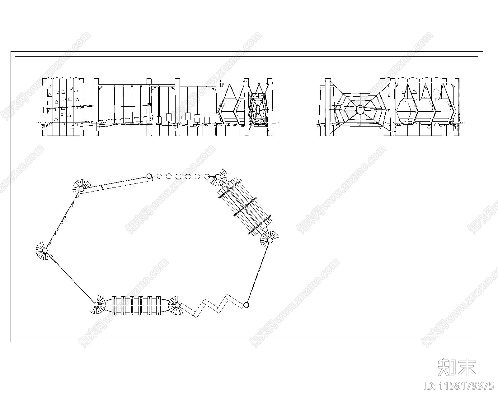 儿童户外拓展游乐设施器材施工图下载【ID:1159179375】
