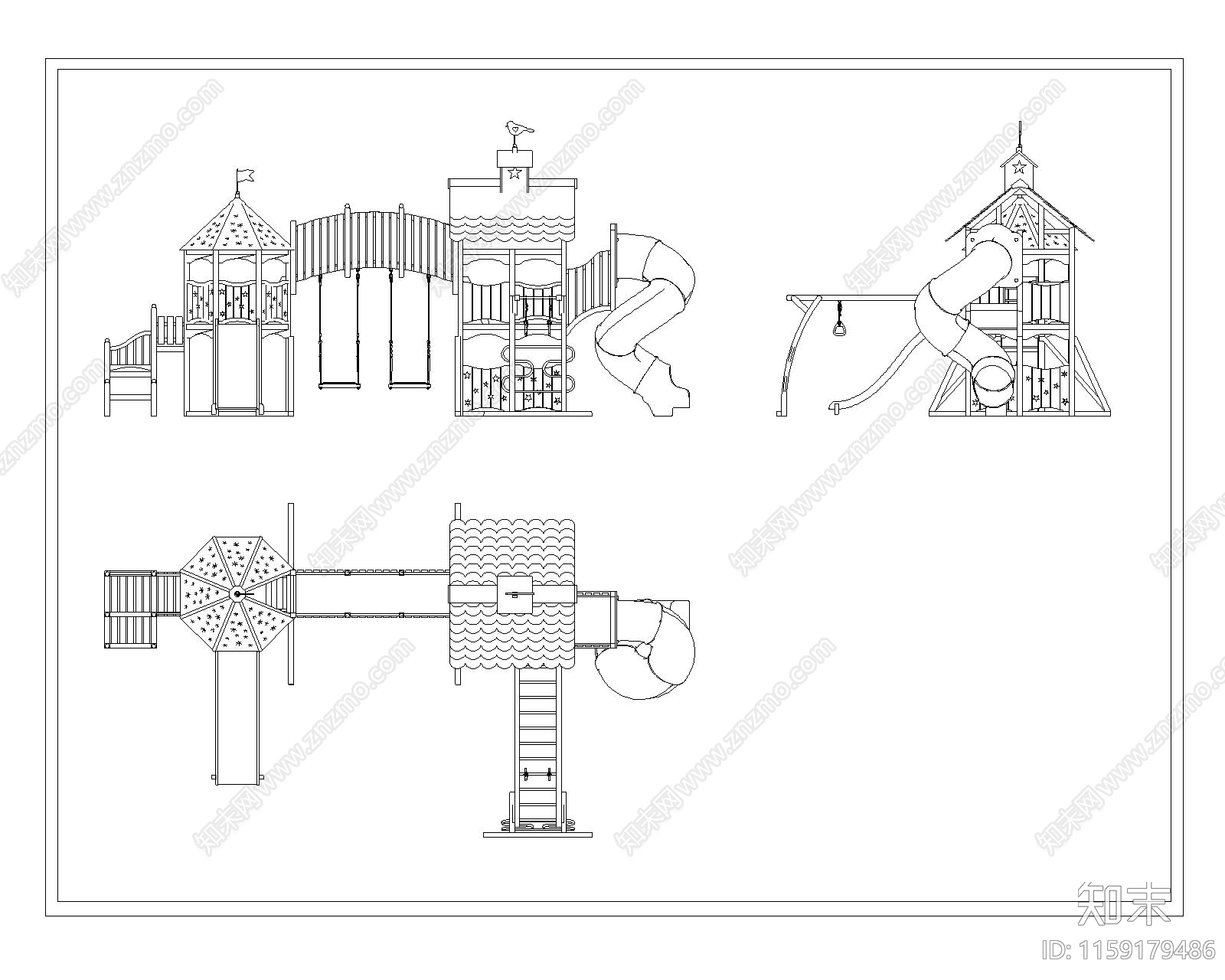 儿童户外拓展游乐设施器材施工图下载【ID:1159179486】