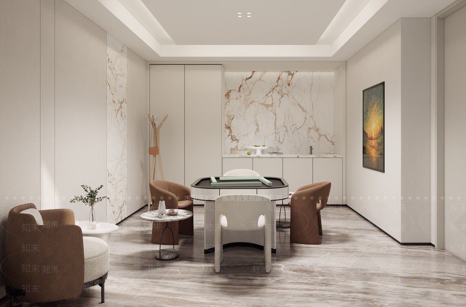 现代温馨感棋简约牌室SU模型下载【ID:1159181249】