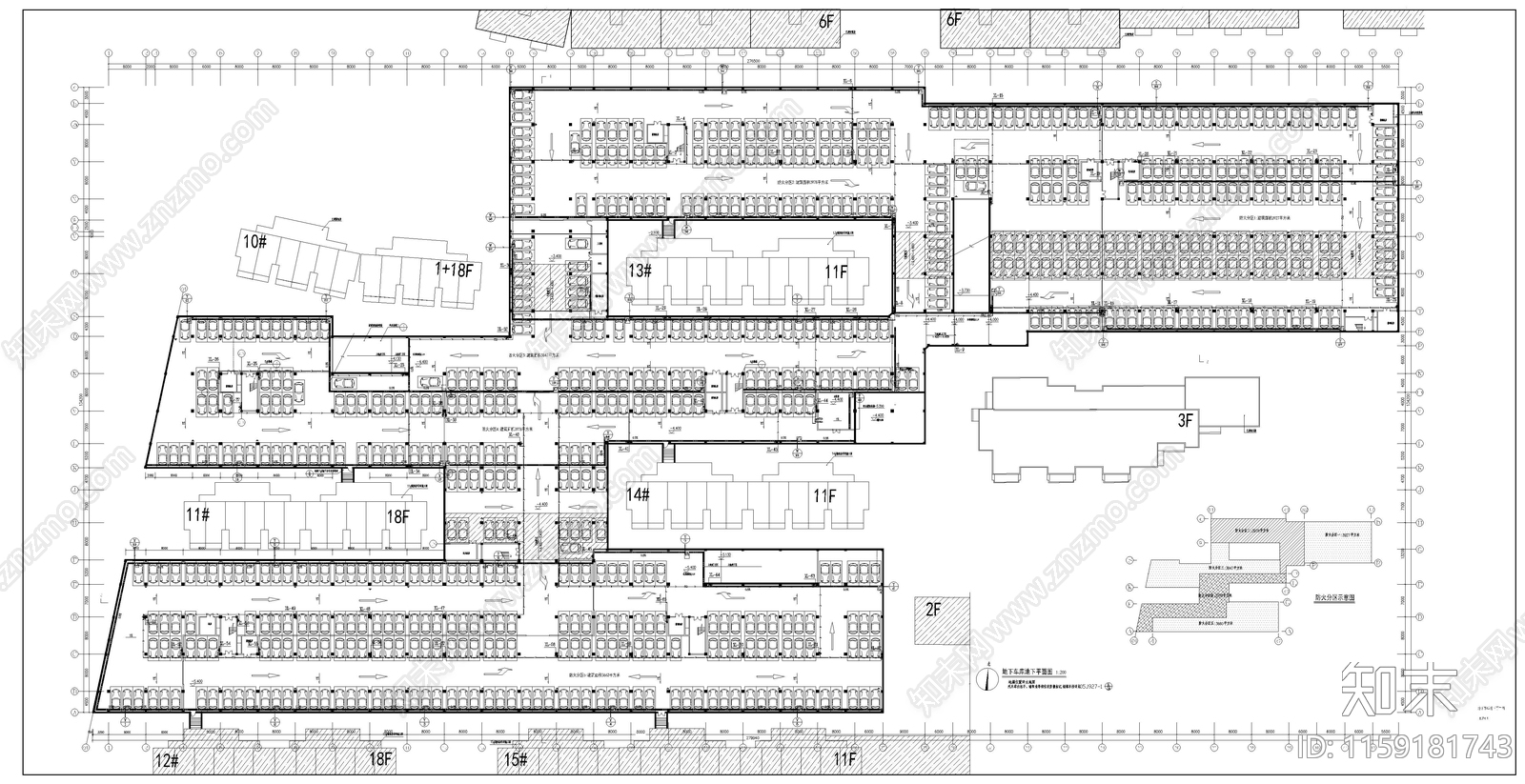 车库建筑给排水cad施工图下载【ID:1159181743】