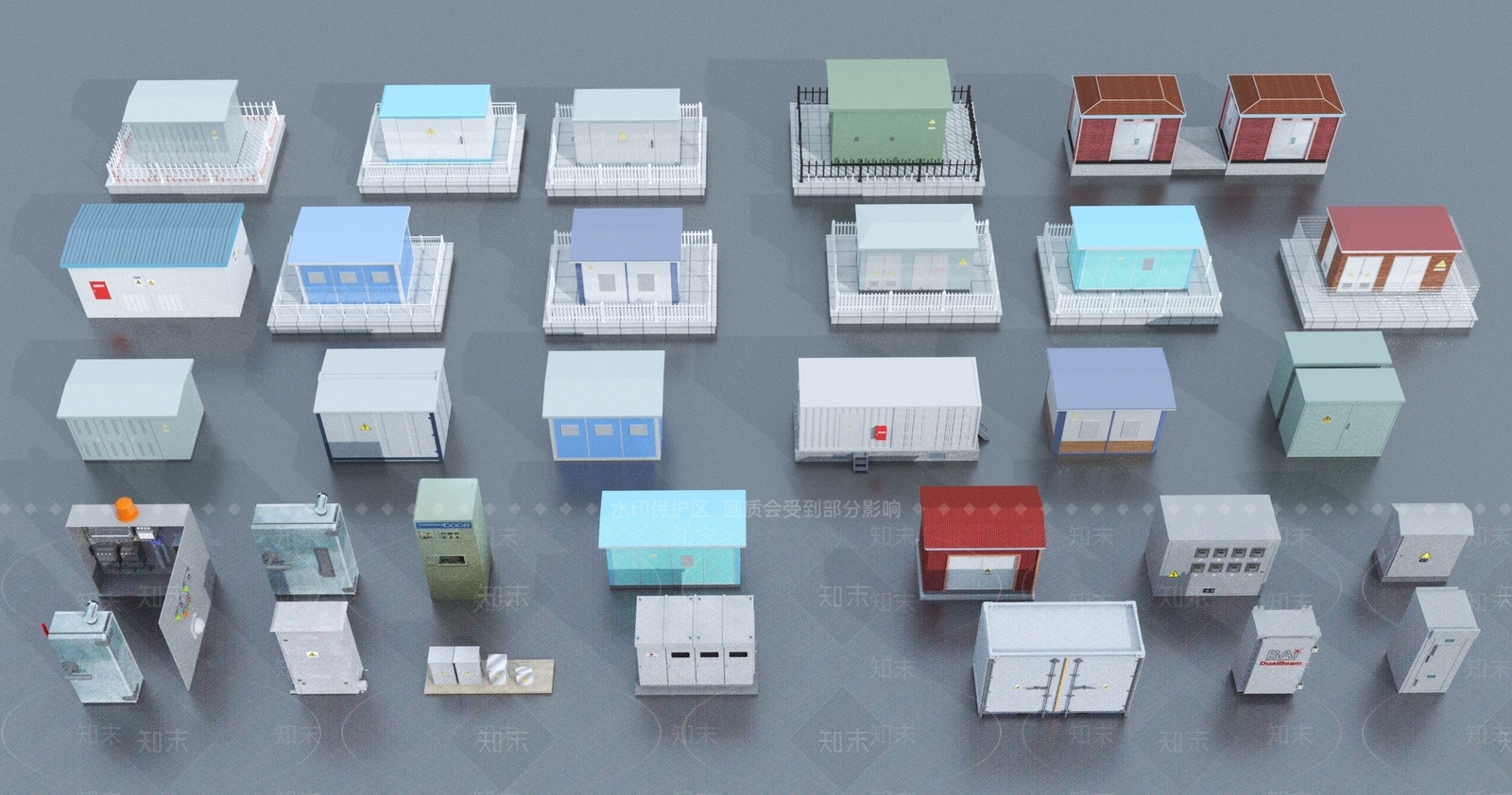 现代配电房变电箱3D模型下载【ID:1159184128】