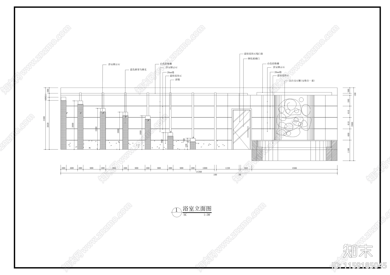 某小型洗浴装修图cad施工图下载【ID:1159185045】