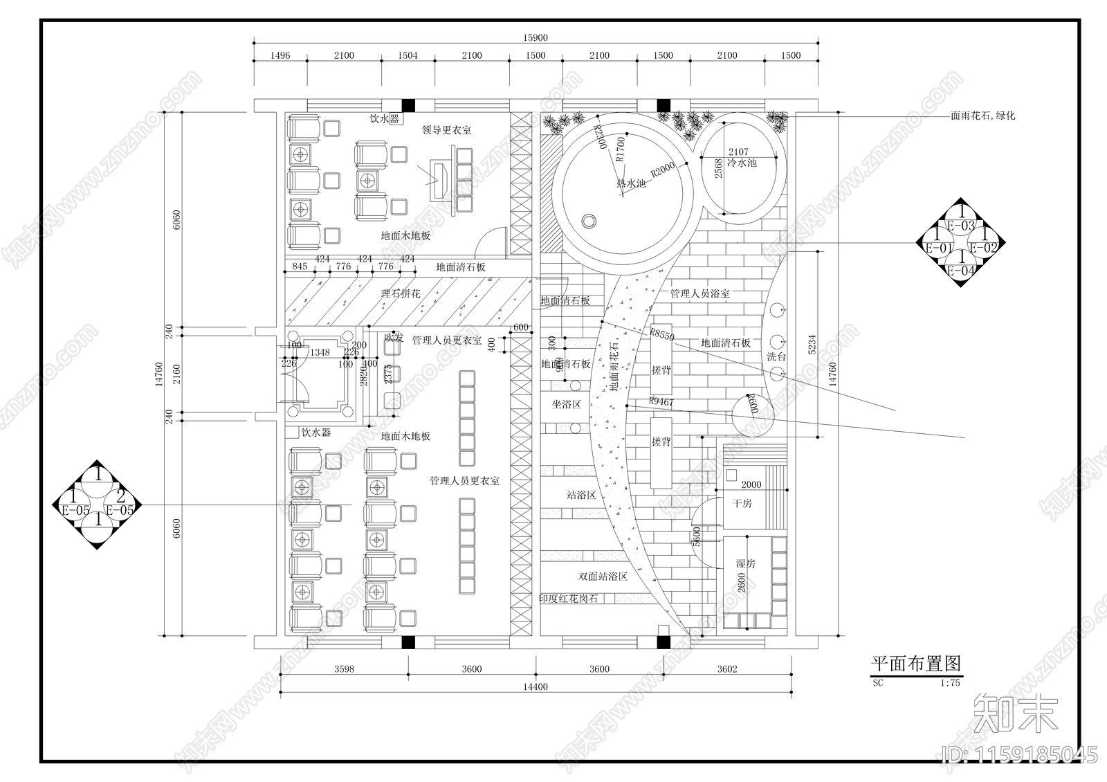 某小型洗浴装修图cad施工图下载【ID:1159185045】