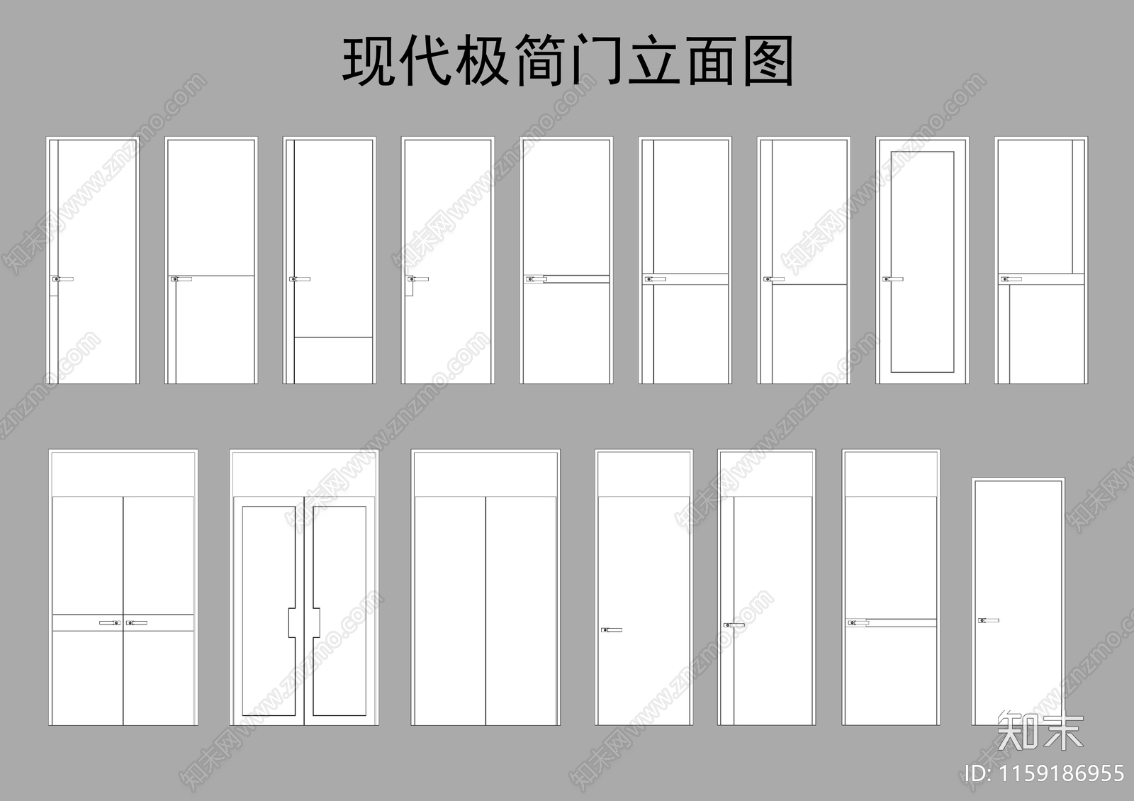 现代单开门cad施工图下载【ID:1159186955】