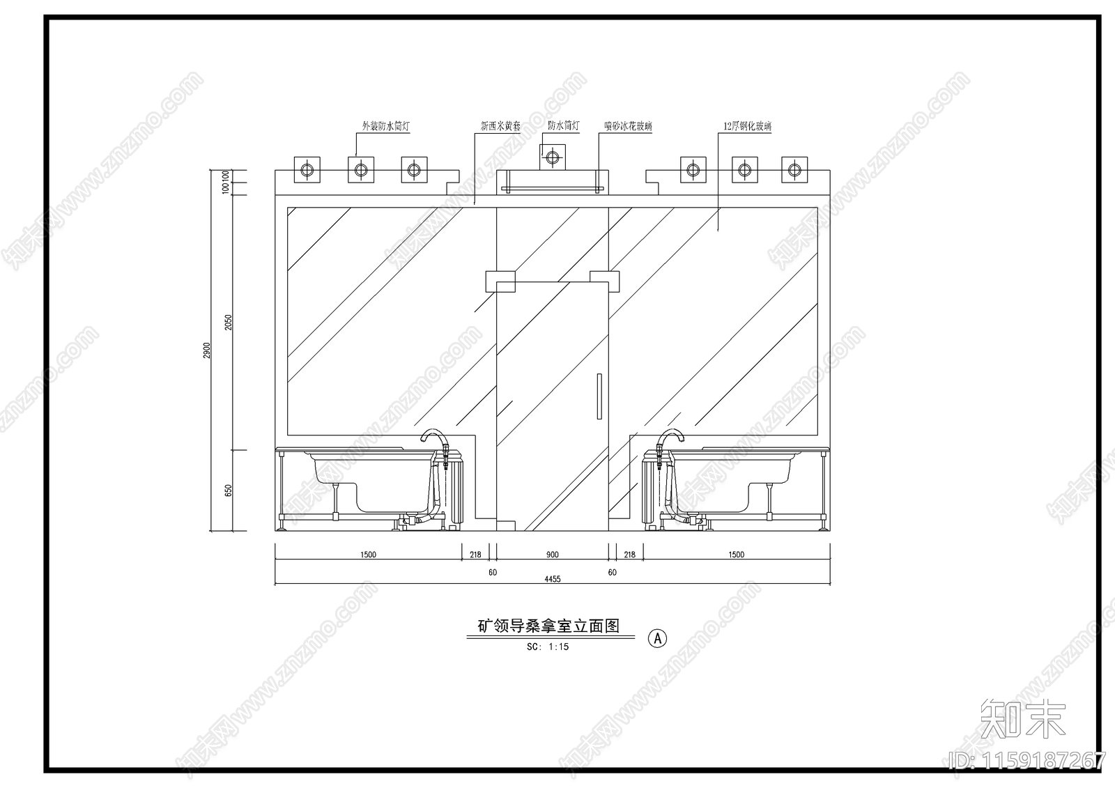 煤矿浴室装修图cad施工图下载【ID:1159187267】