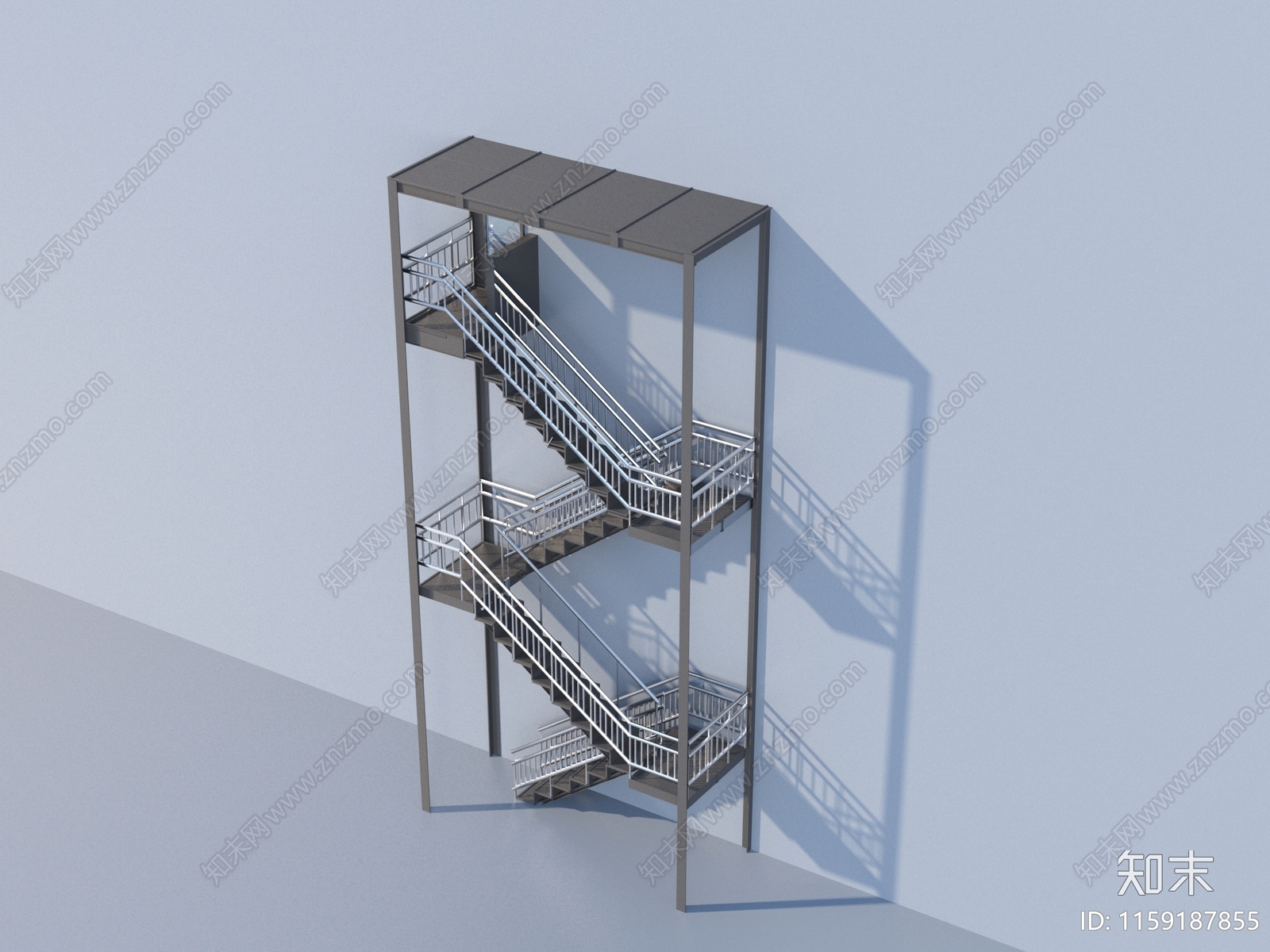 现代户外钢架楼梯3D模型下载【ID:1159187855】