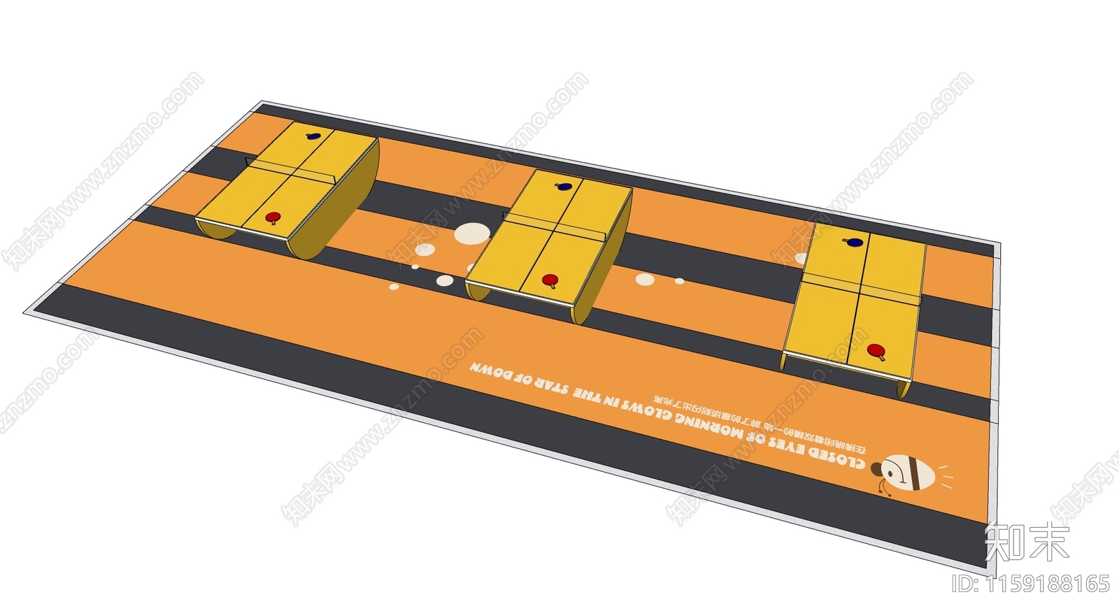 现代乒乓球场SU模型下载【ID:1159188165】
