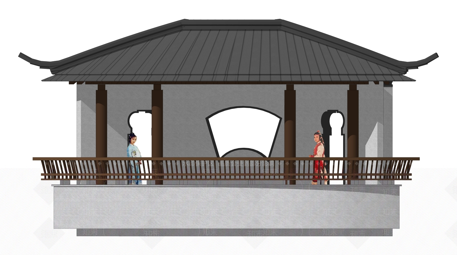 中式古建园林景观亭SU模型下载【ID:1159188532】