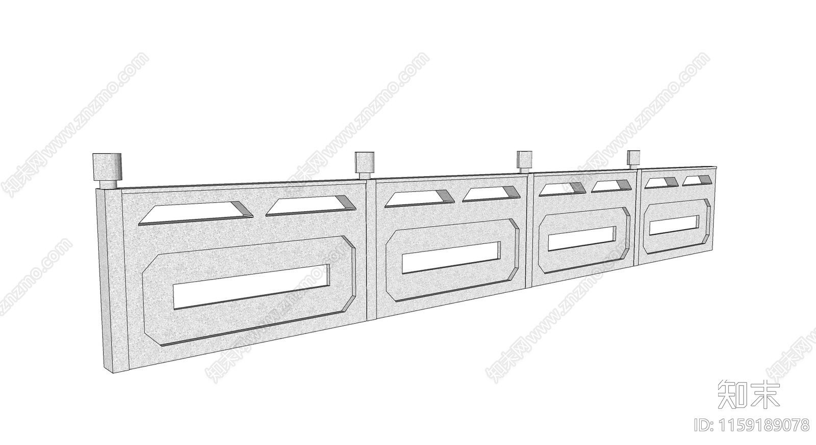 新中式石头栏杆SU模型下载【ID:1159189078】