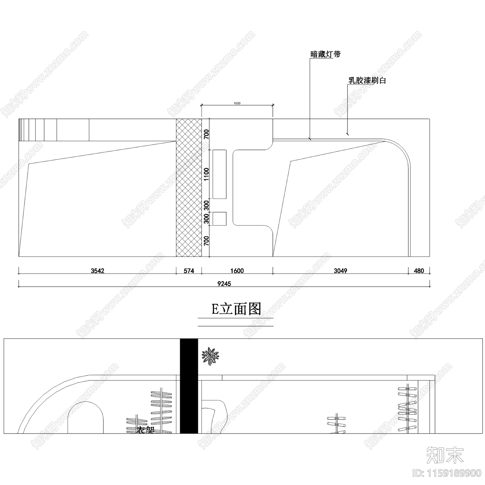 现代59㎡幸会服装店室内工装CAcad施工图下载【ID:1159189900】