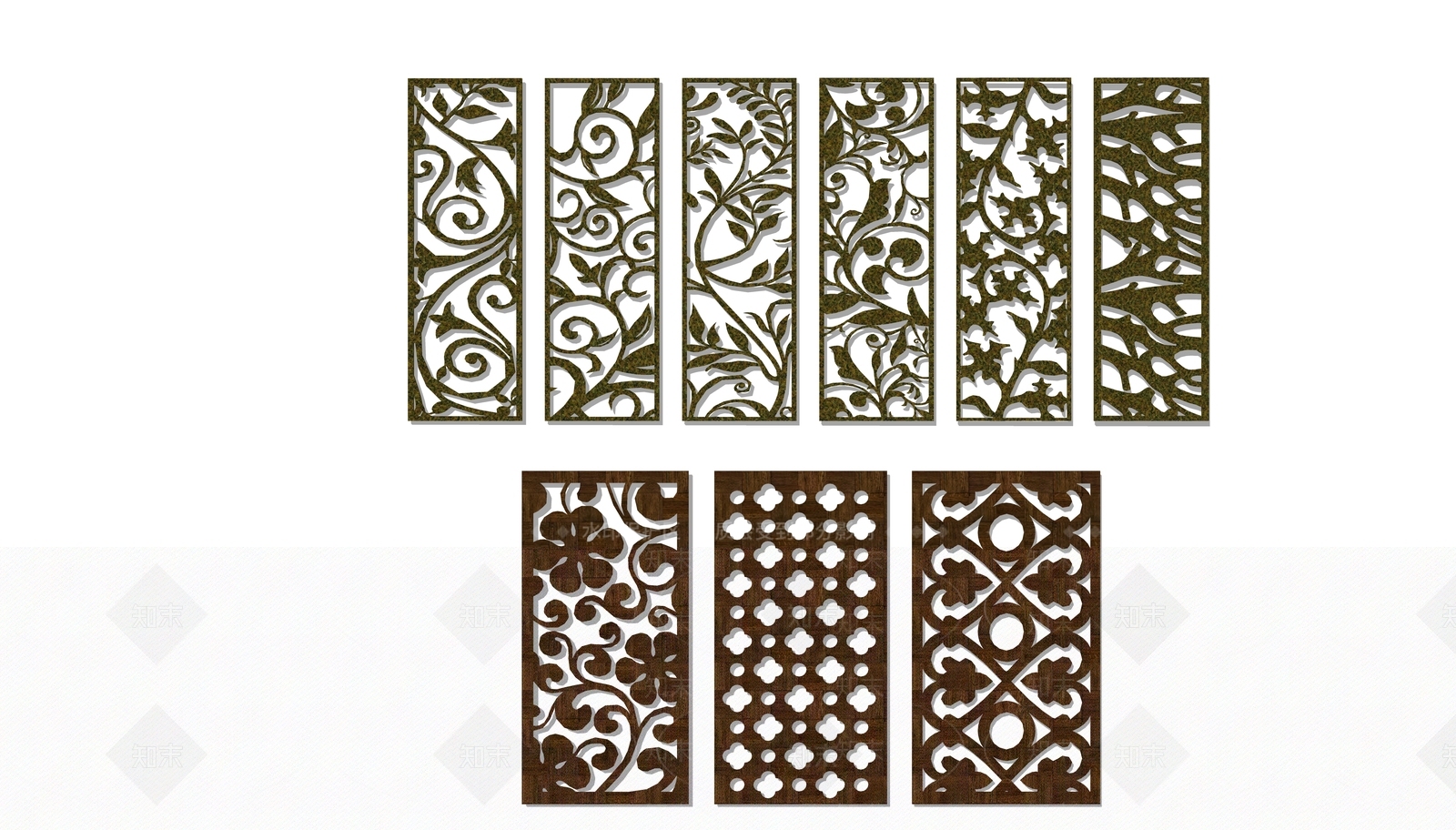 现代铁艺屏风隔断SU模型下载【ID:1159194732】