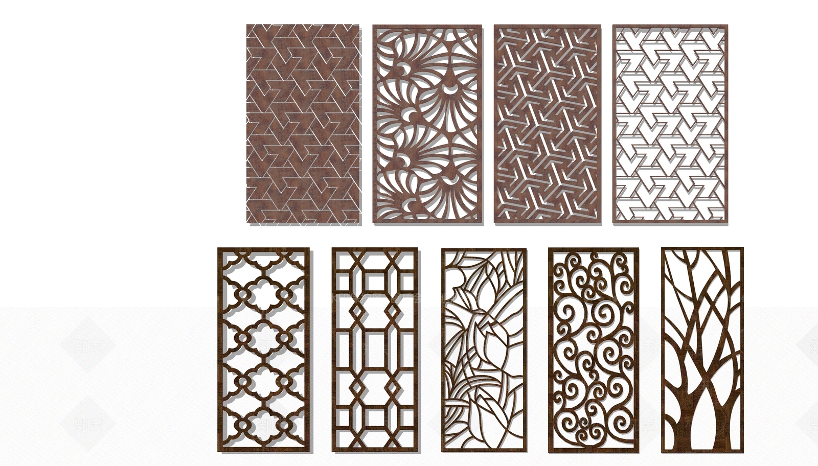 现代铁艺屏风隔断SU模型下载【ID:1159194709】