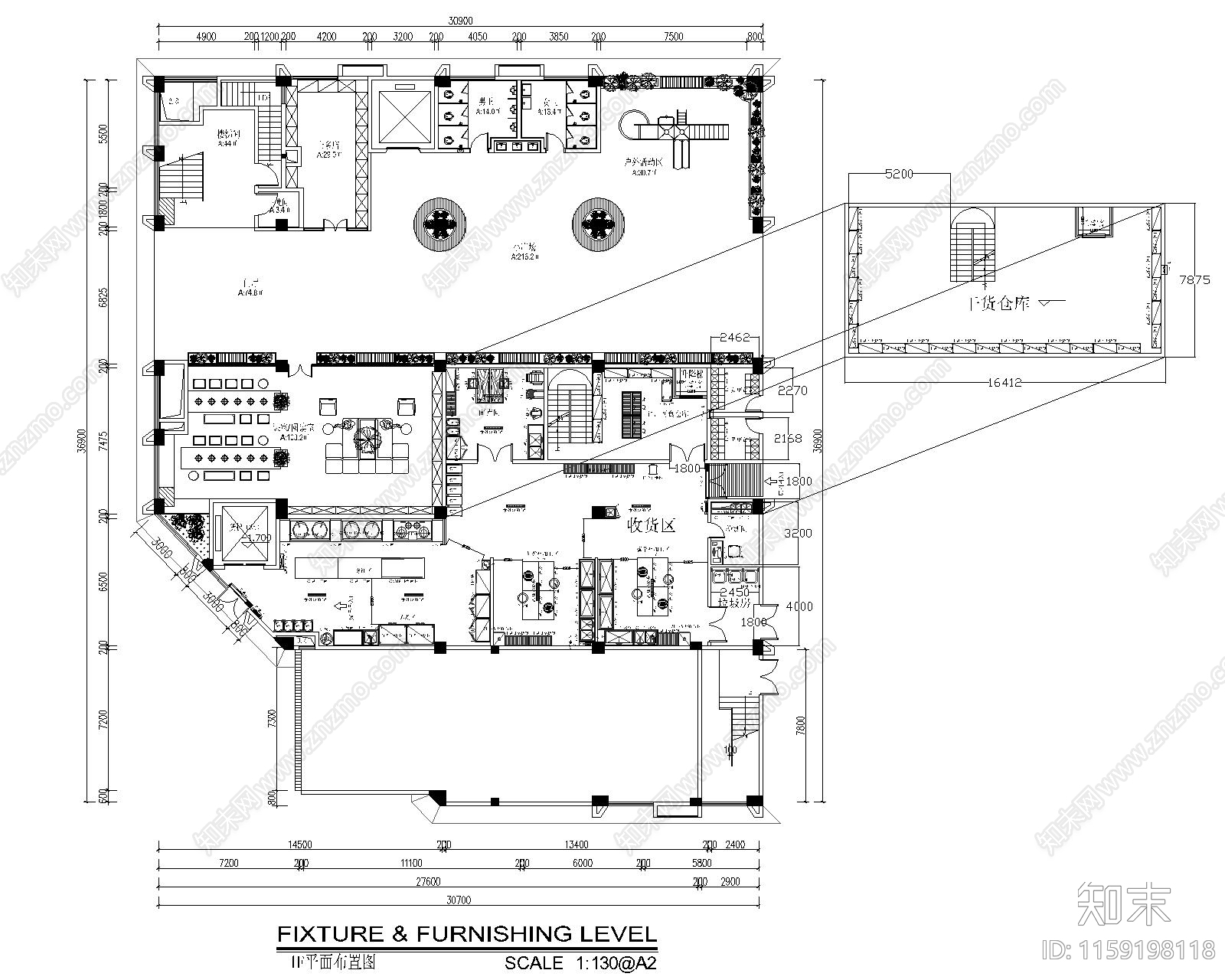 上市公司餐厅食堂后厨及货物仓库设备平面图施工图下载【ID:1159198118】