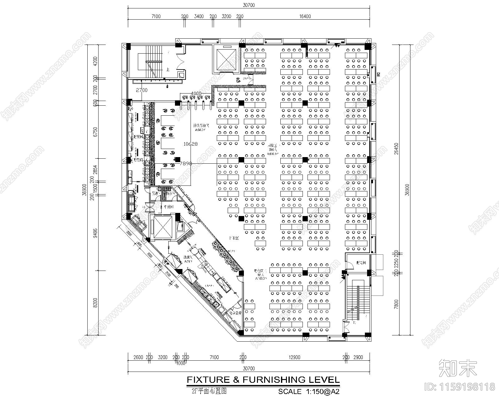 上市公司餐厅食堂后厨及货物仓库设备平面图施工图下载【ID:1159198118】