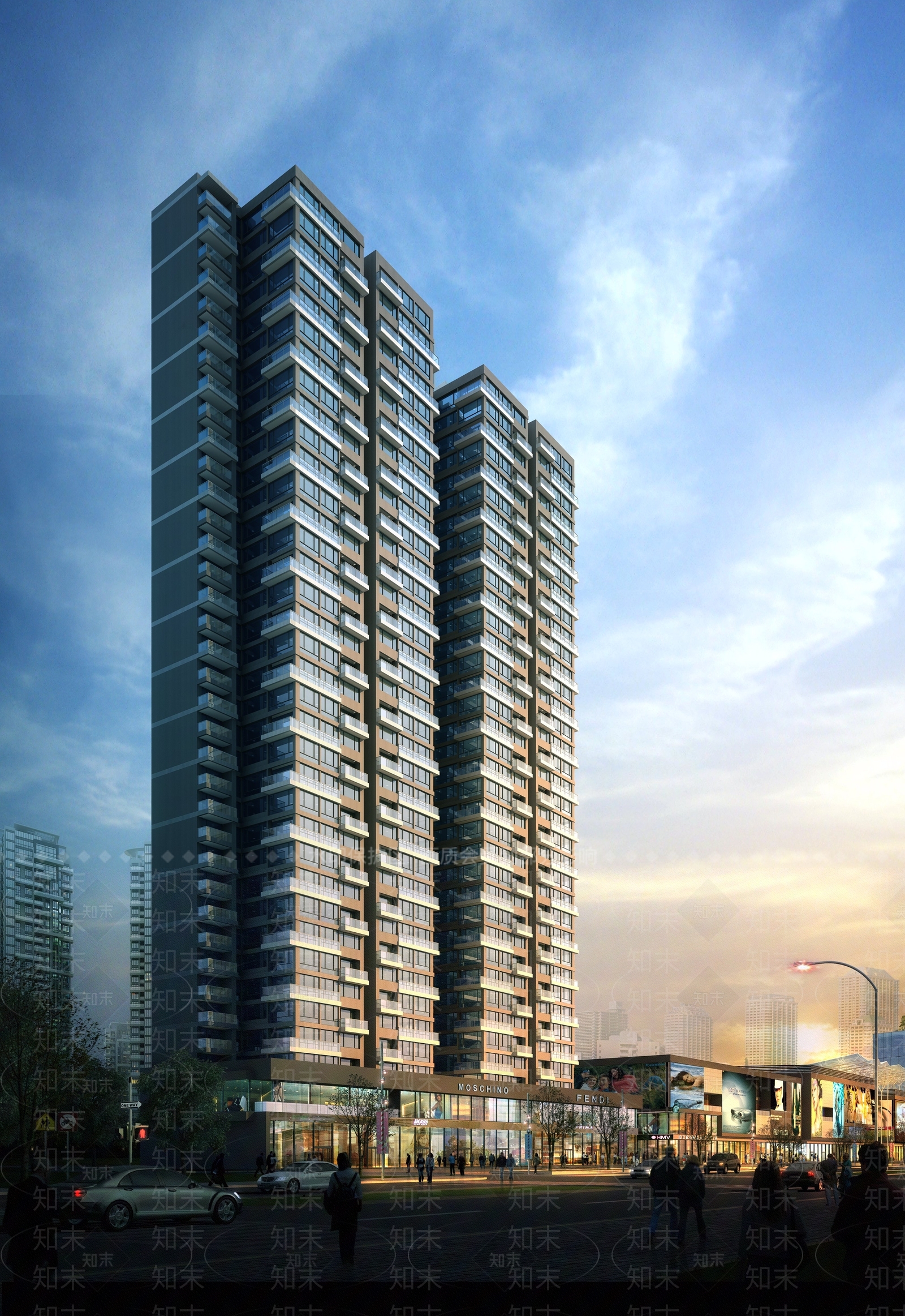 现代商业综合体建筑外观3D模型下载【ID:1159196543】