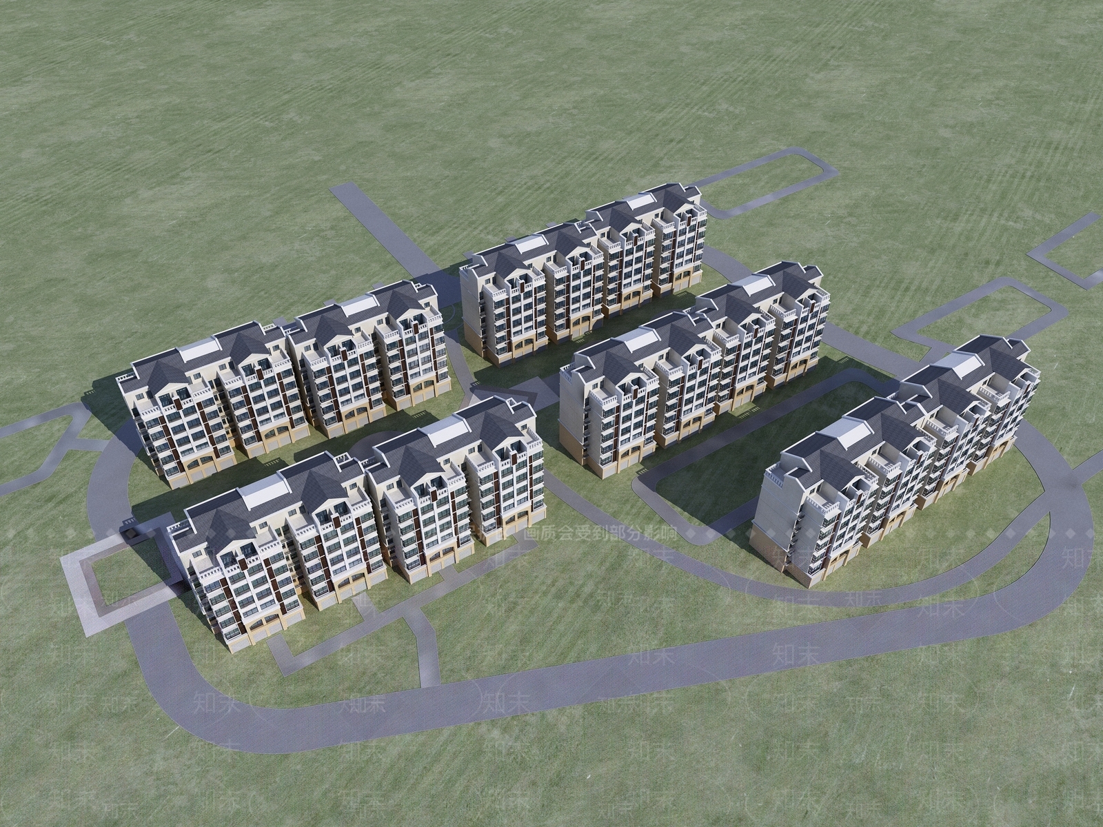 现代高层住宅楼建筑外观3D模型下载【ID:1159197302】