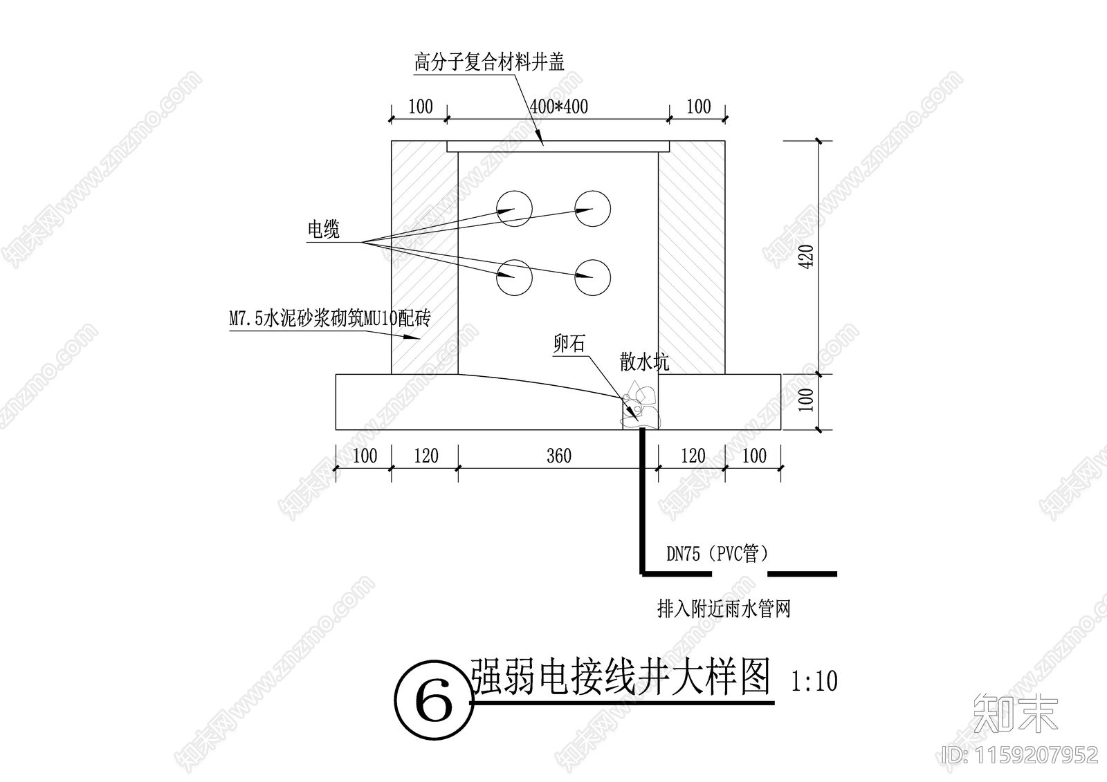 强弱电接线井大样图cad施工图下载【ID:1159207952】