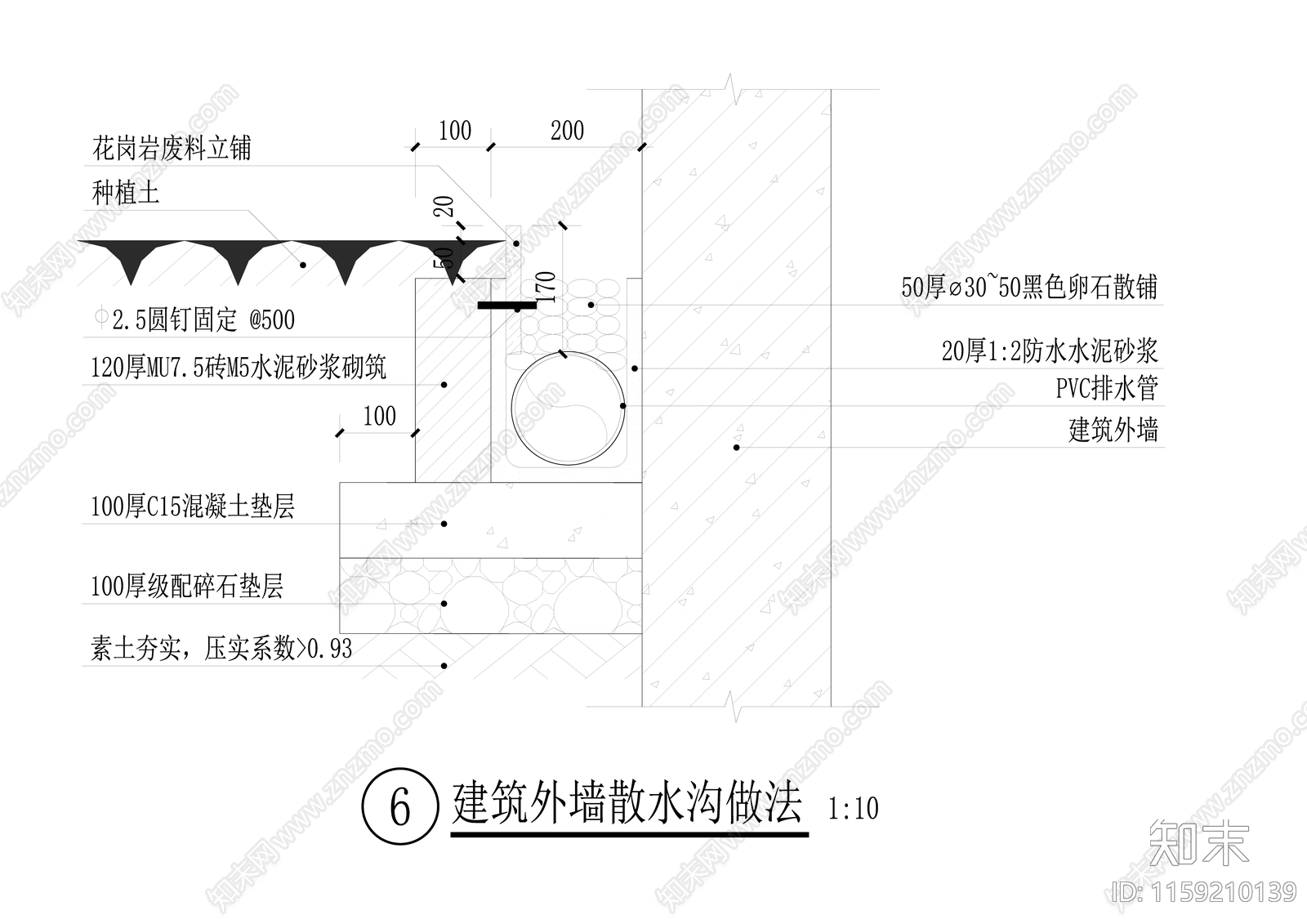 建筑外墙散水沟做法cad施工图下载【ID:1159210139】