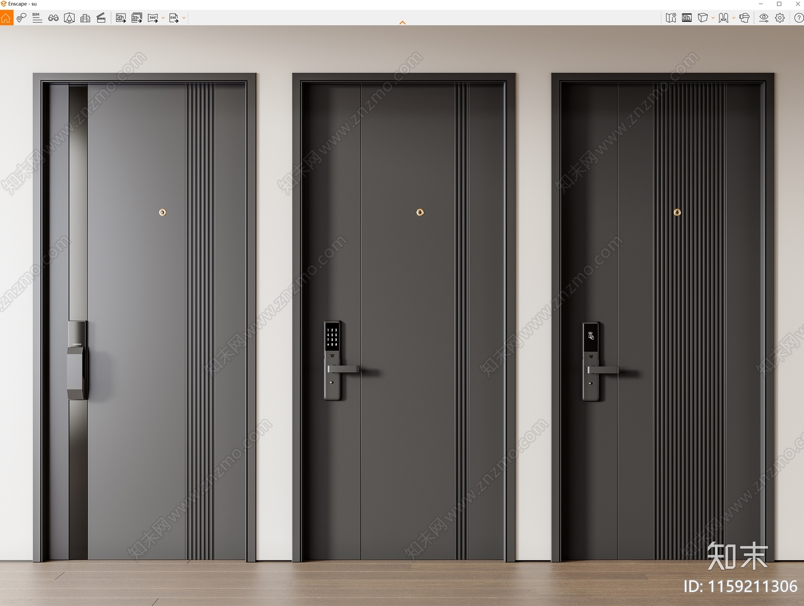 现代入户门SU模型下载【ID:1159211306】_知末su模型网