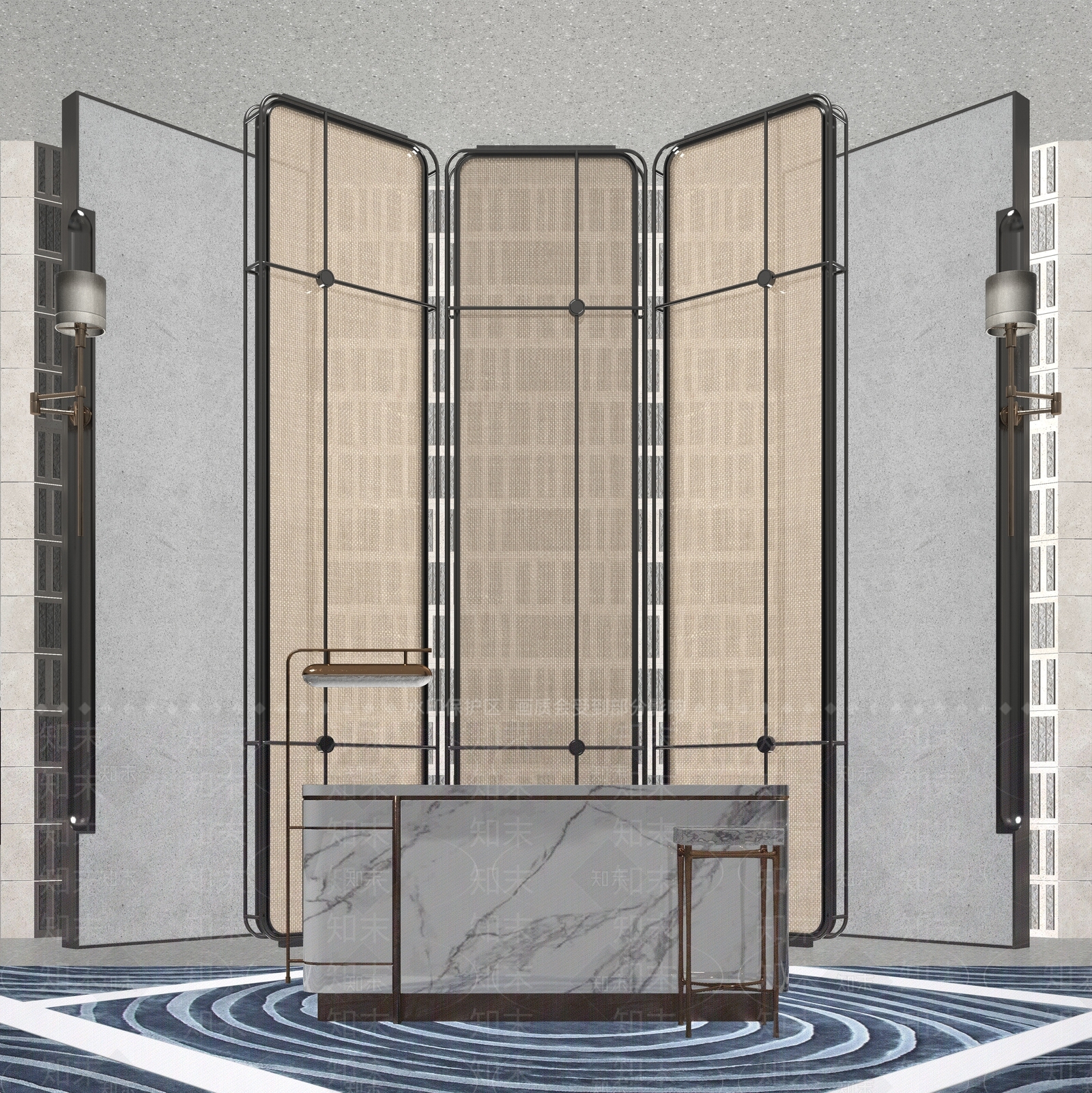 现代酒店接待台SU模型下载【ID:1159217596】