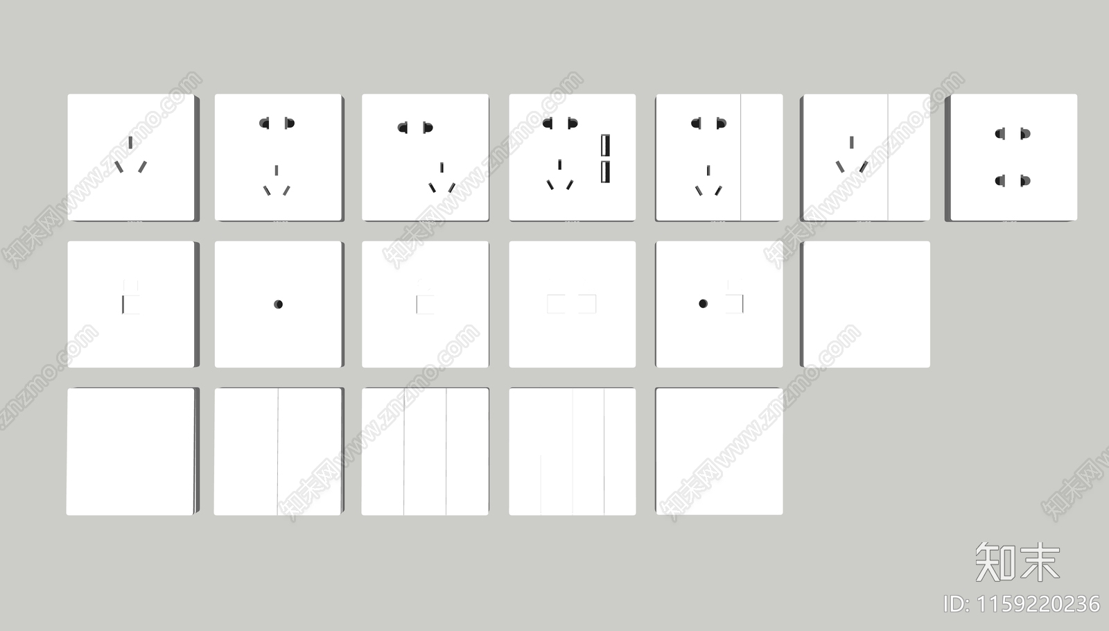 现代开关插座SU模型下载【ID:1159220236】