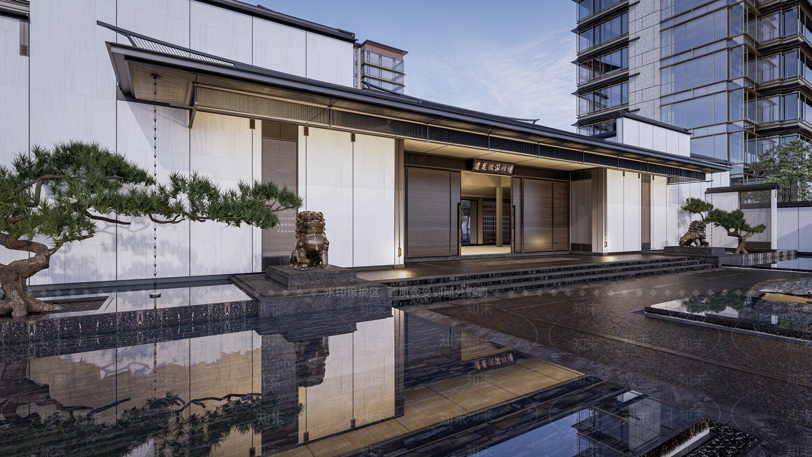 新中式小区入口大门SU模型下载【ID:1159221369】