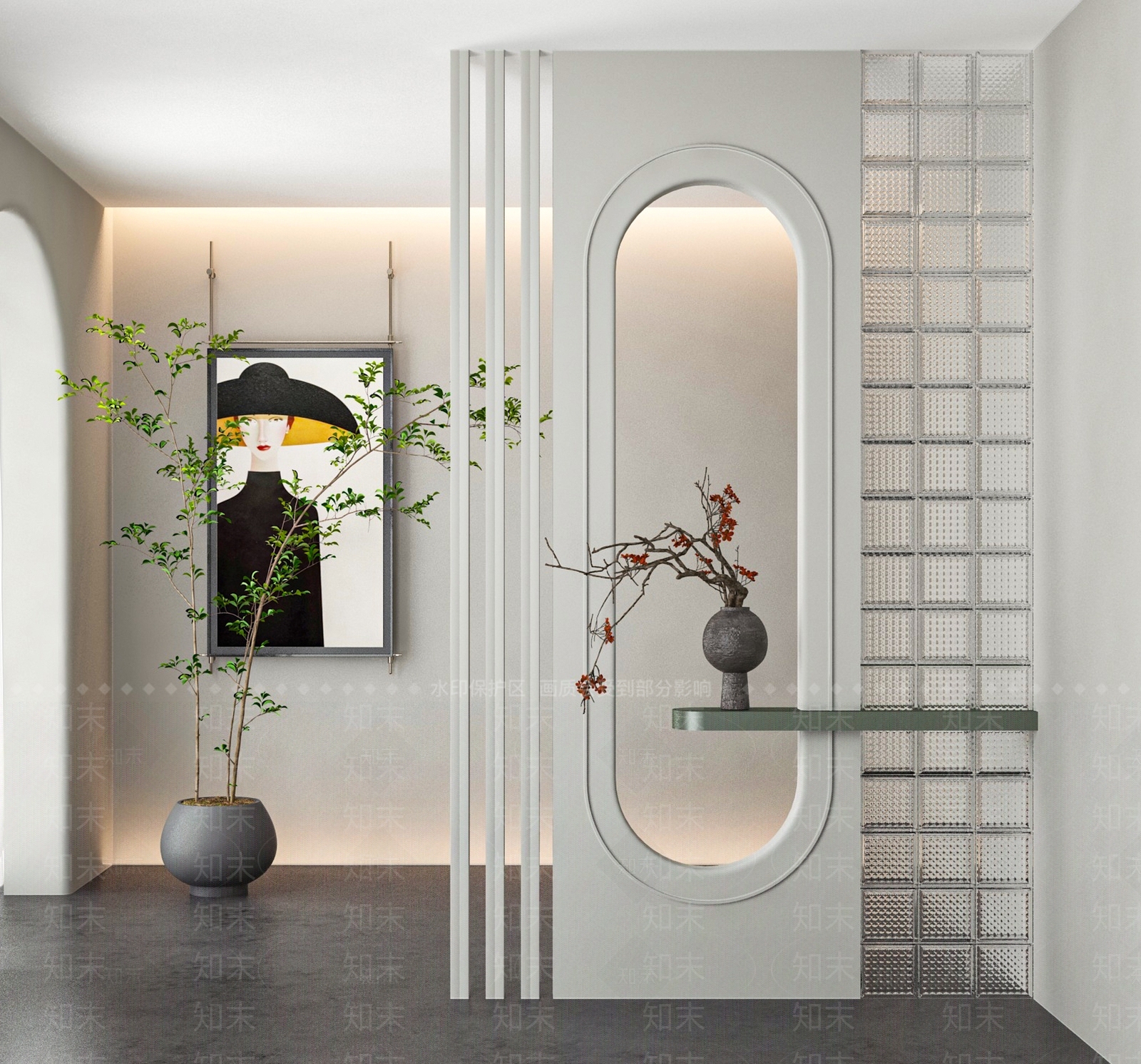 现代玄关隔断3D模型下载【ID:1159221547】