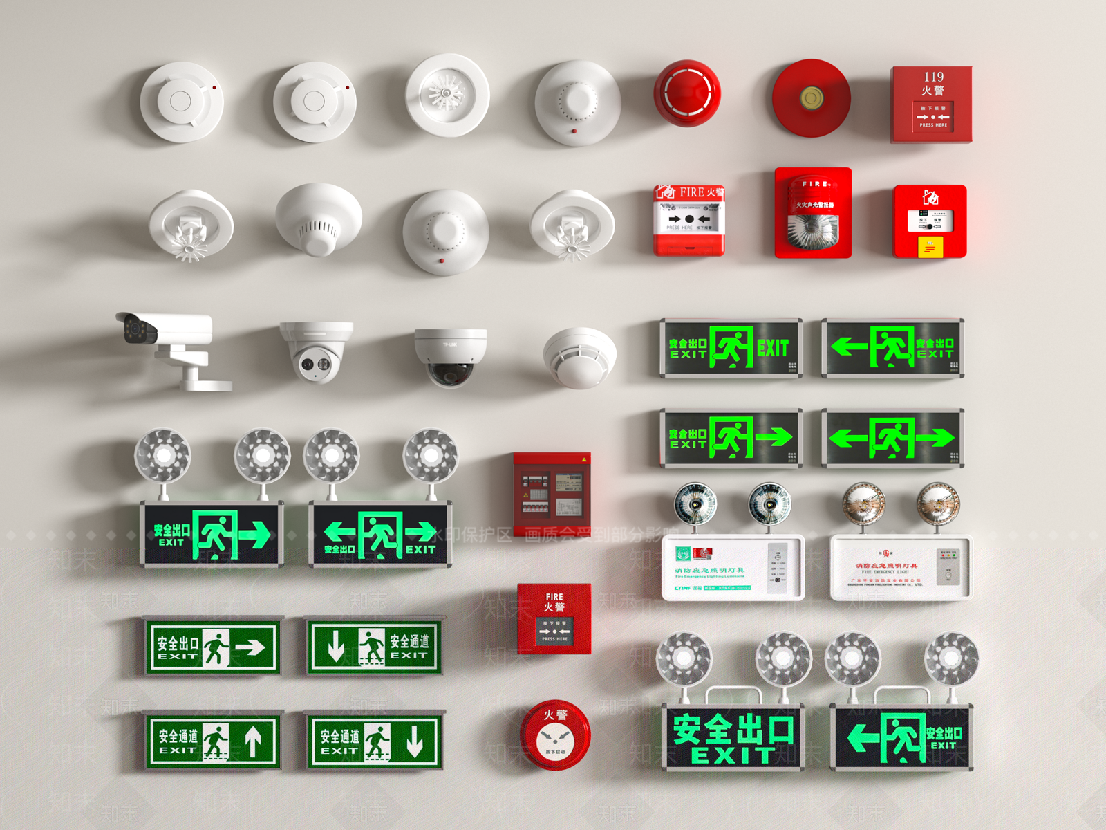 现代安全出口指示牌3D模型下载【ID:1159222884】