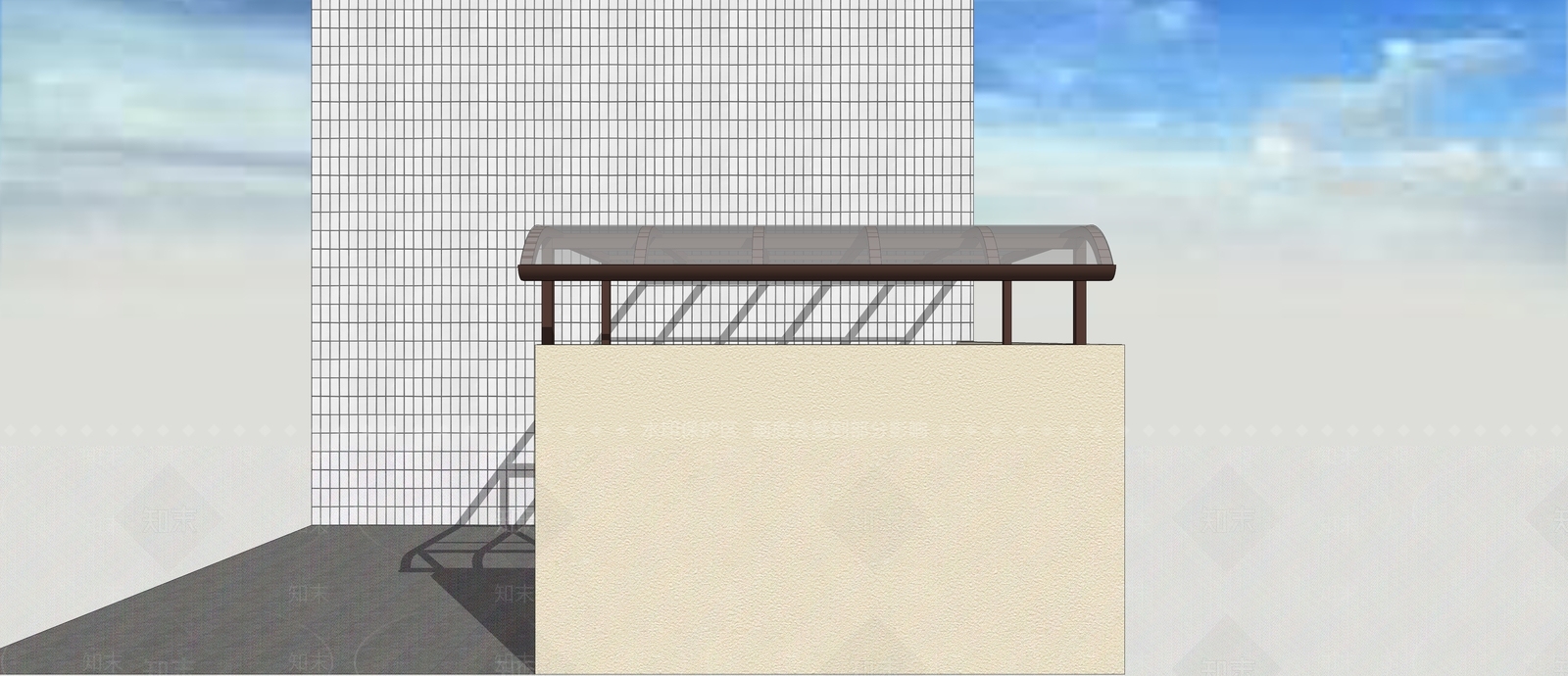 现代雨棚SU模型下载【ID:1159222689】