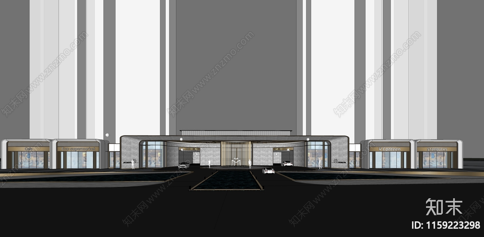 现代商场入口大门SU模型下载【ID:1159223298】