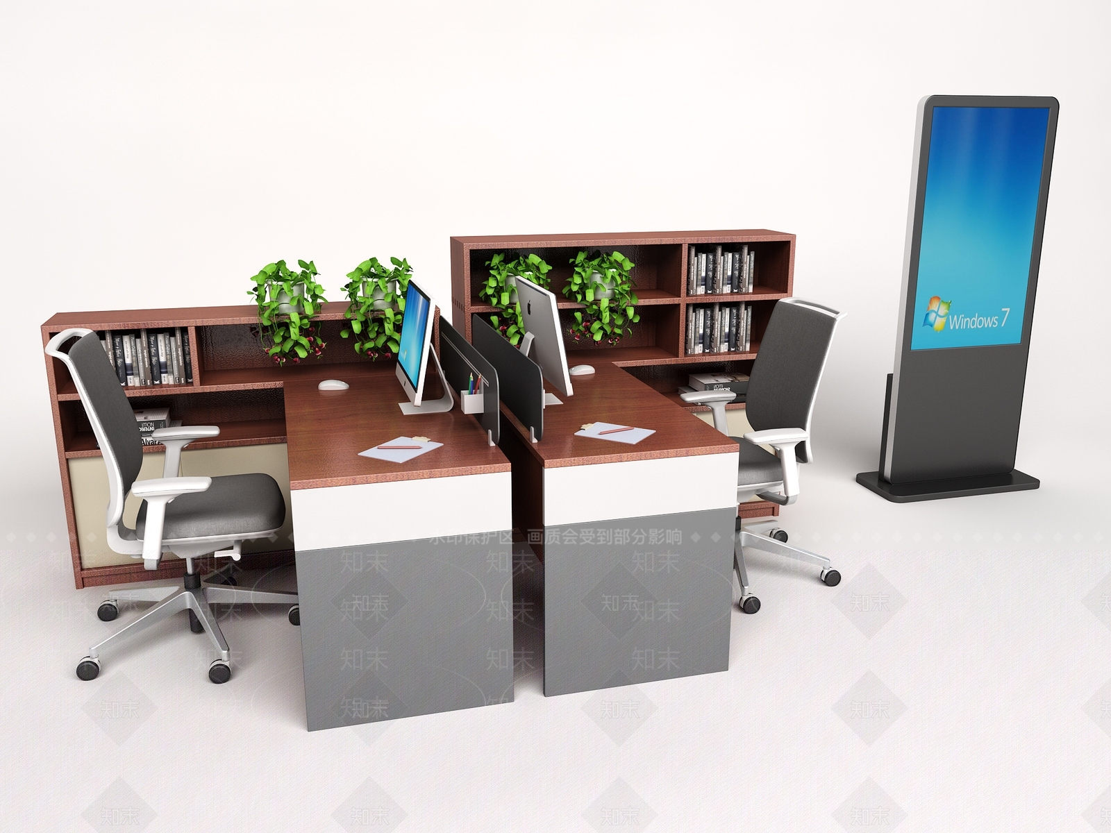 现代办公室桌椅组合3D模型下载【ID:1159224178】