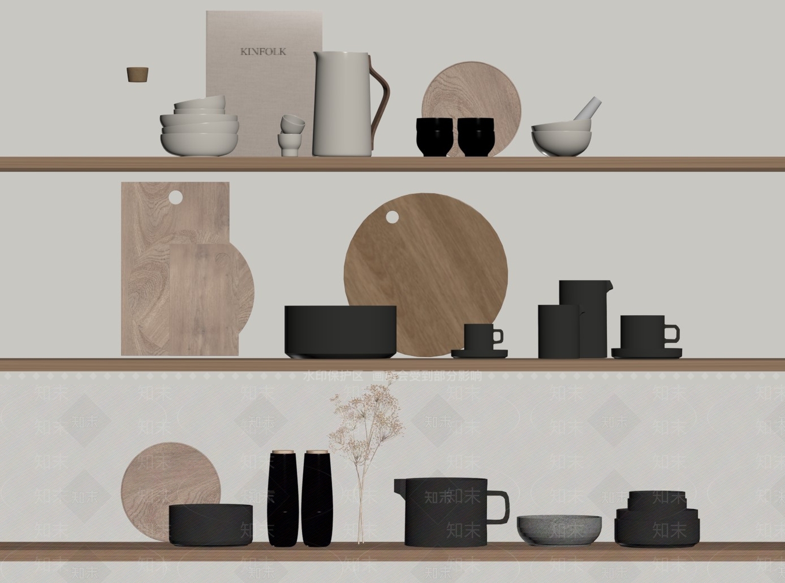 厨房用品组合SU模型下载【ID:1159224139】