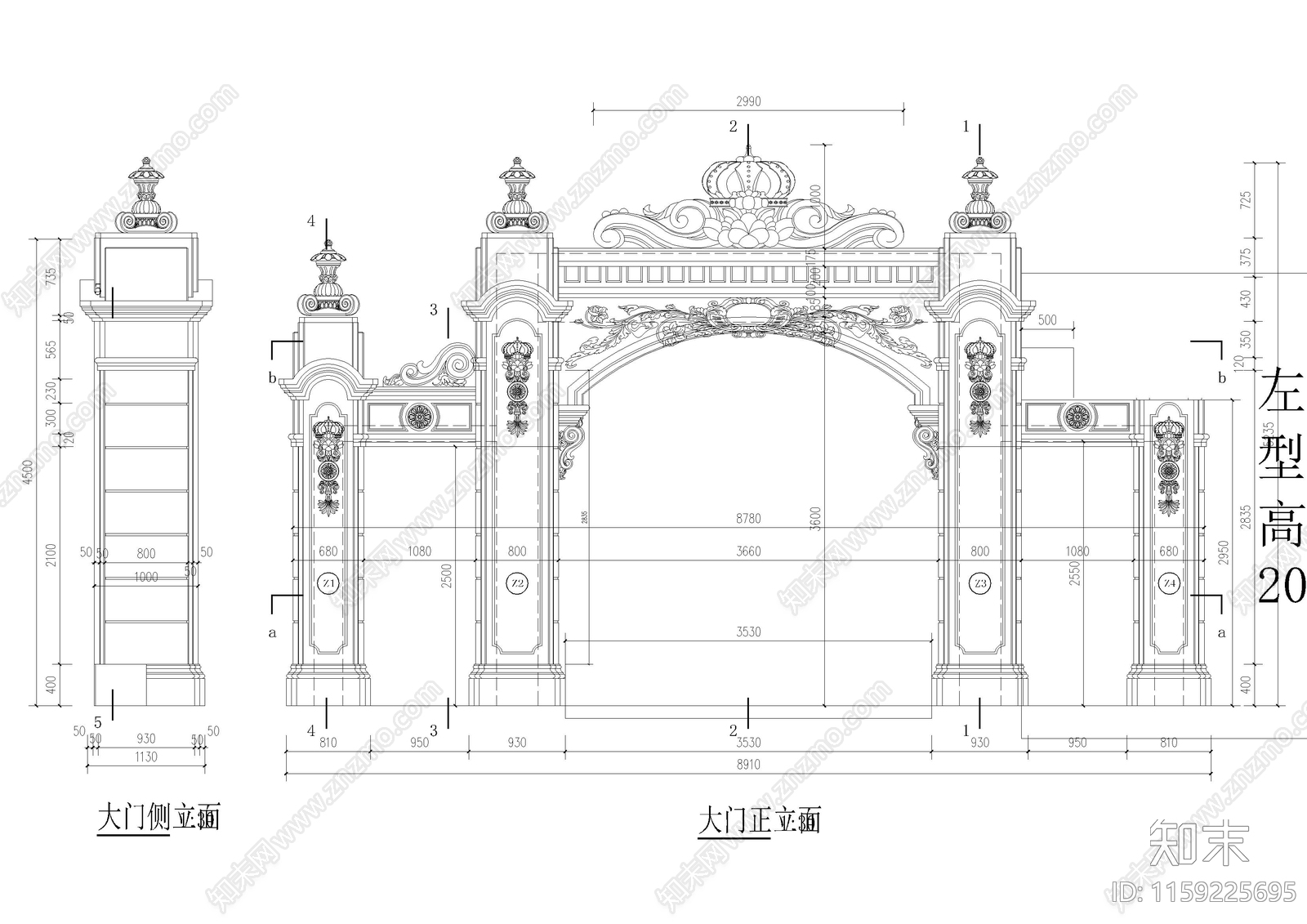 大门cad施工图下载【ID:1159225695】