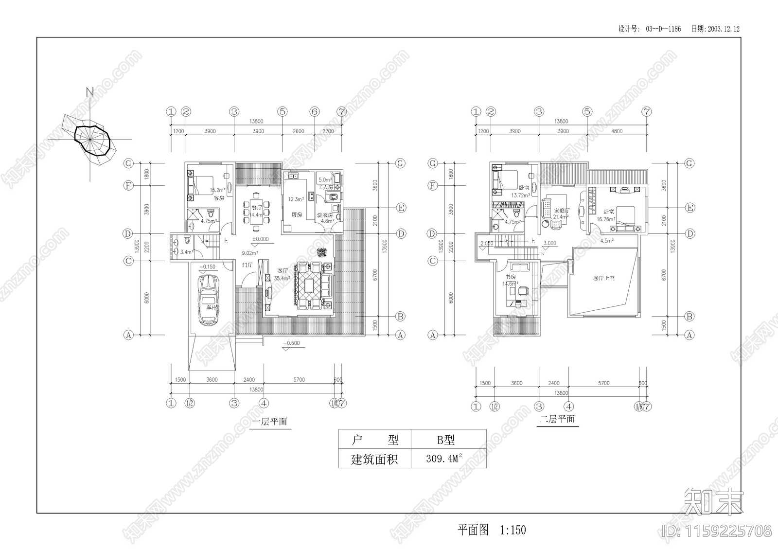 别墅景观cad施工图下载【ID:1159225708】