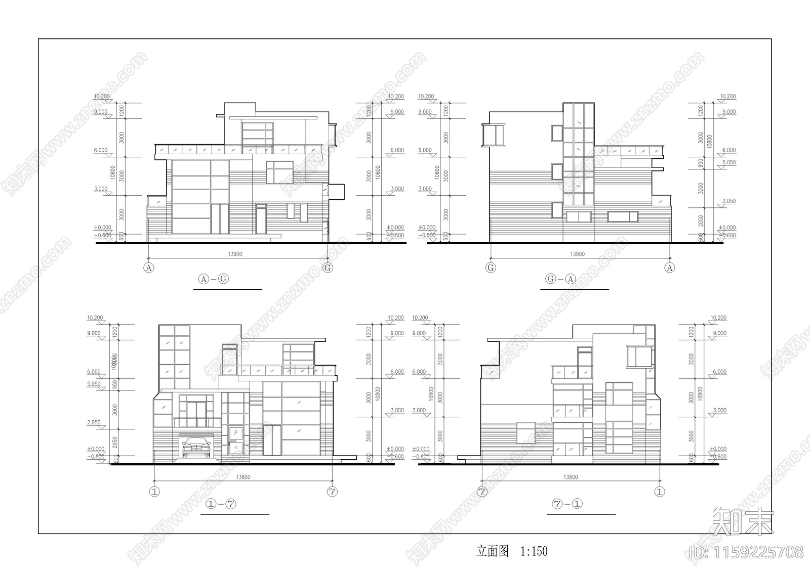 别墅景观cad施工图下载【ID:1159225708】