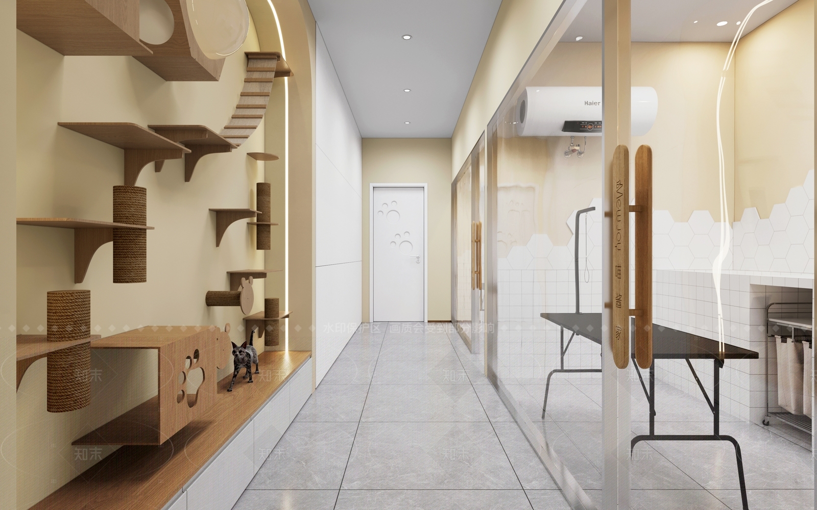 现代奶油风宠物洗护店3D模型下载【ID:1159225910】