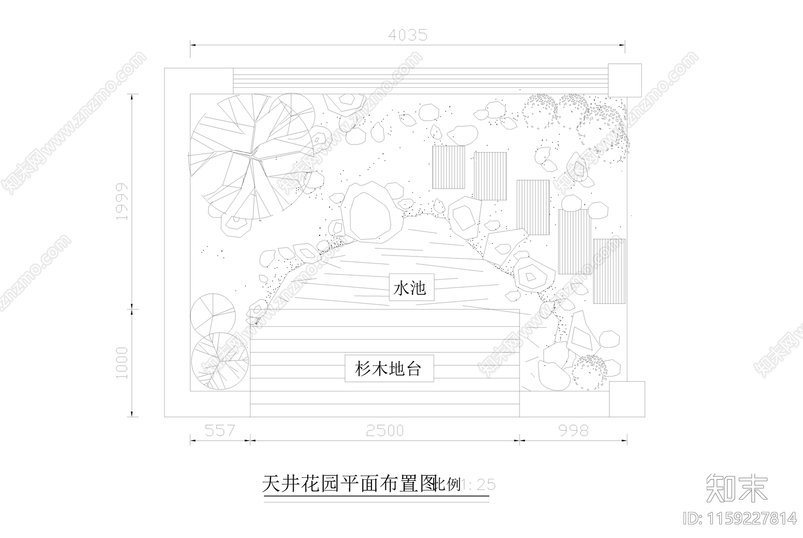 屋顶花园及庭院景观cad施工图下载【ID:1159227814】