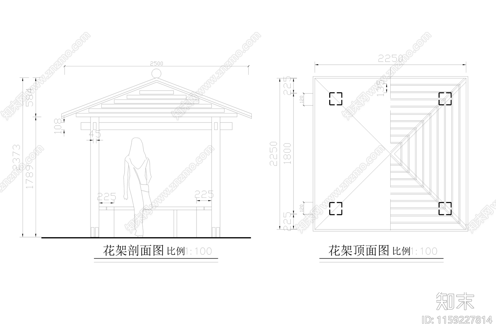 屋顶花园及庭院景观cad施工图下载【ID:1159227814】