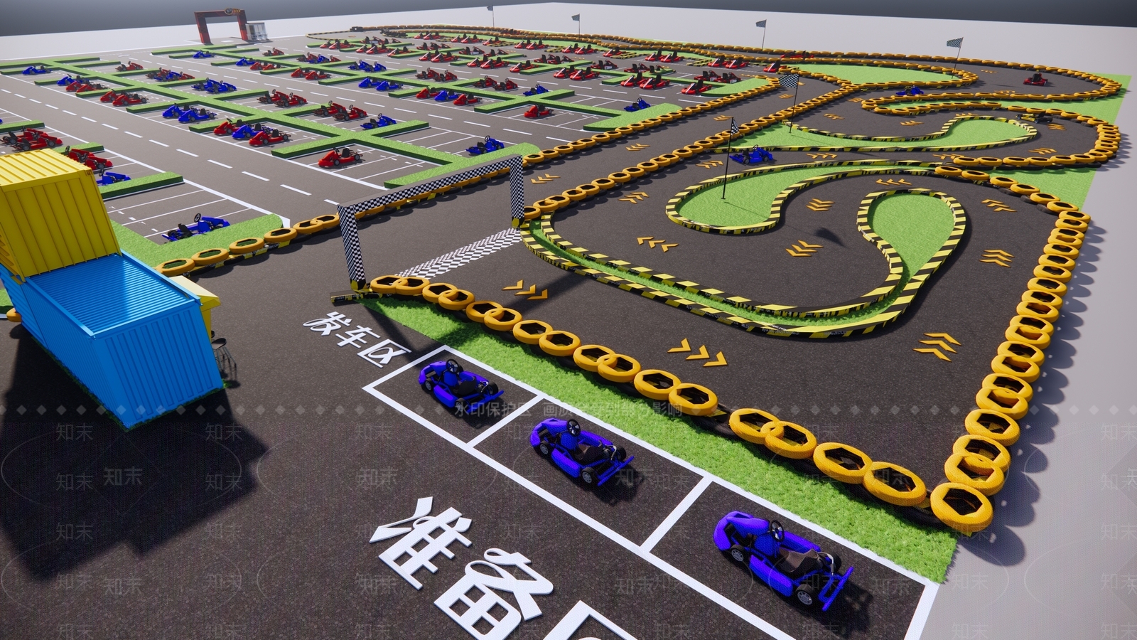 现代卡丁车娱乐空间SU模型下载【ID:1159230871】