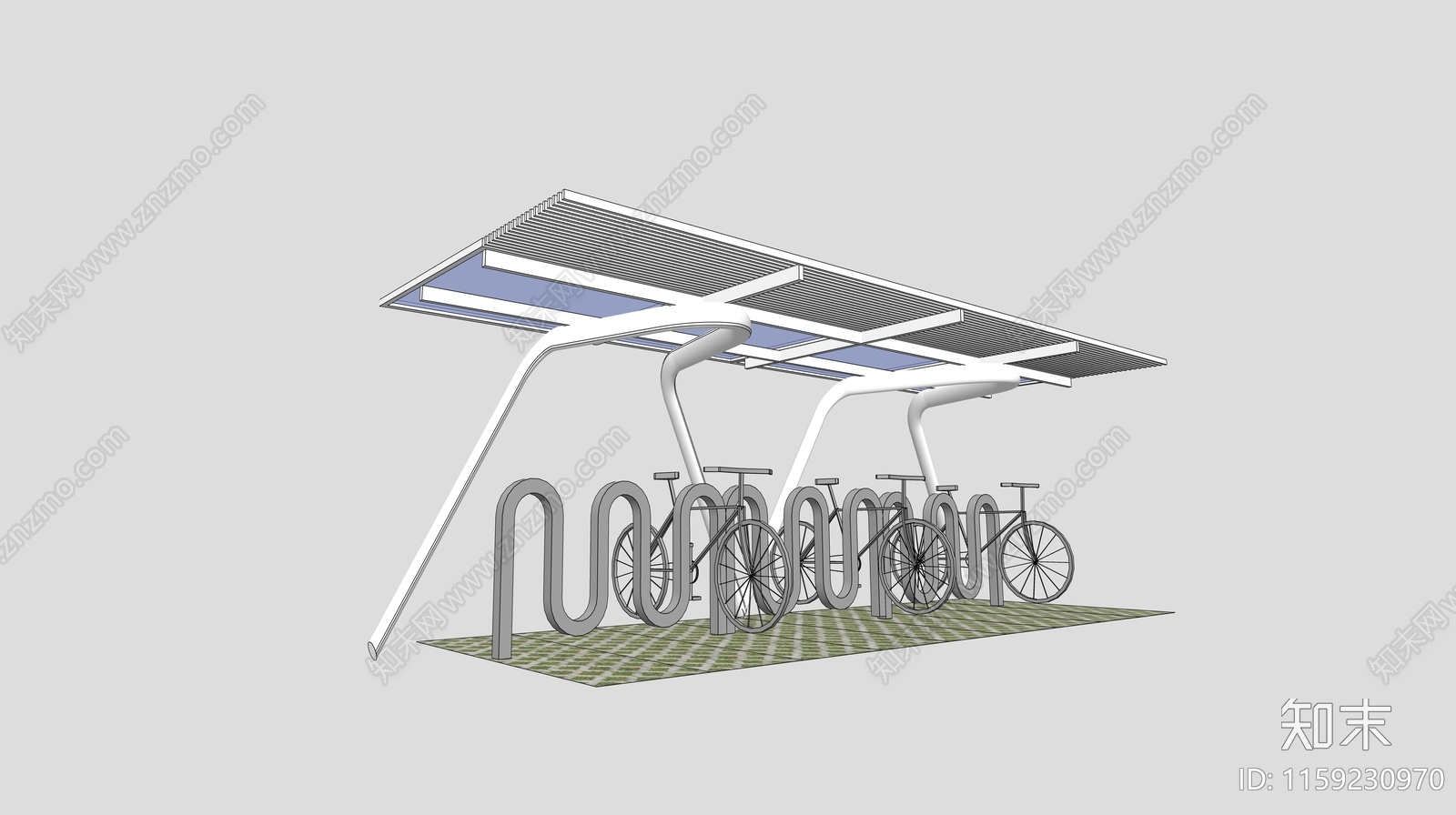 现代自行车棚SU模型下载【ID:1159230970】