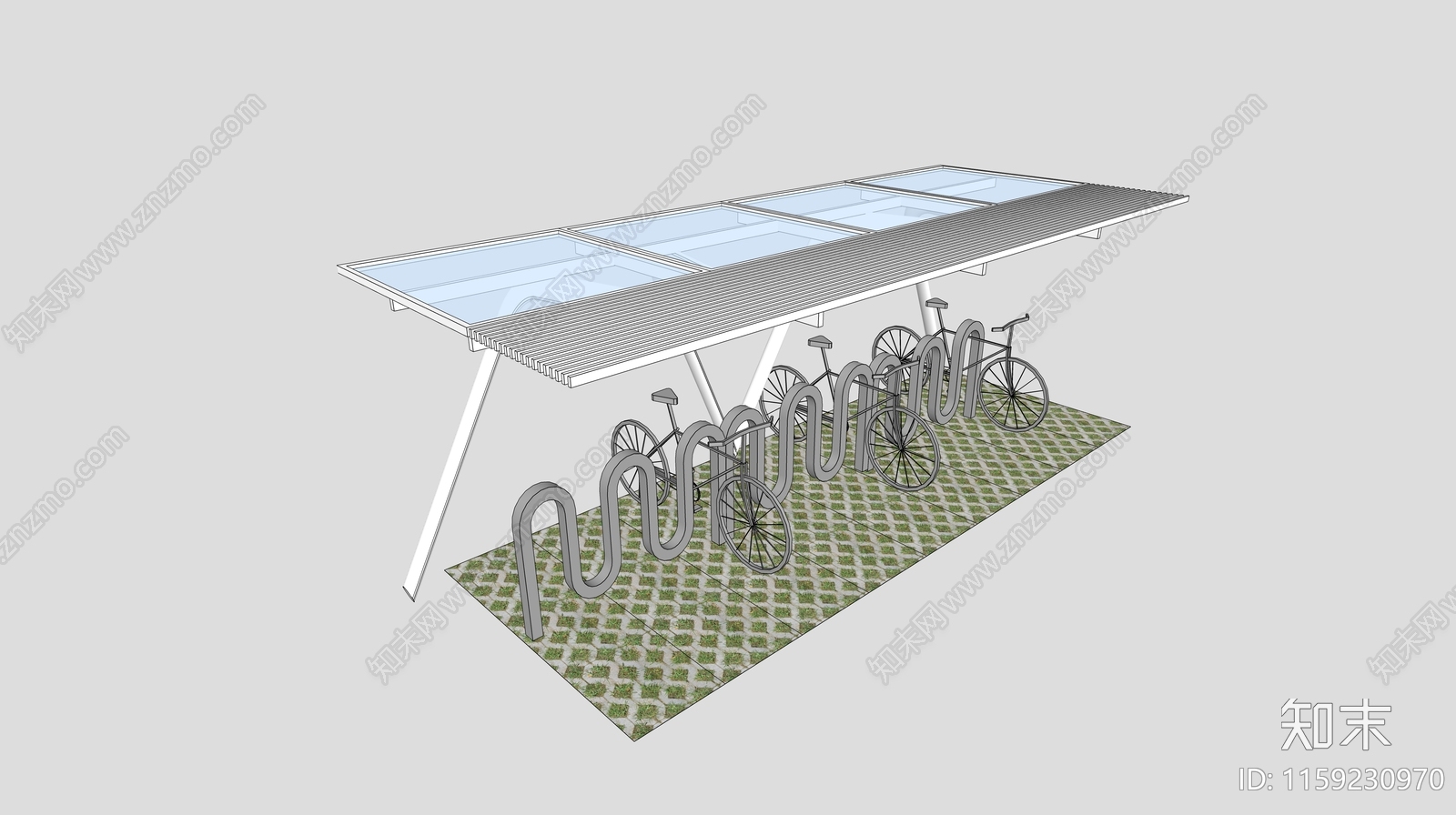 现代自行车棚SU模型下载【ID:1159230970】