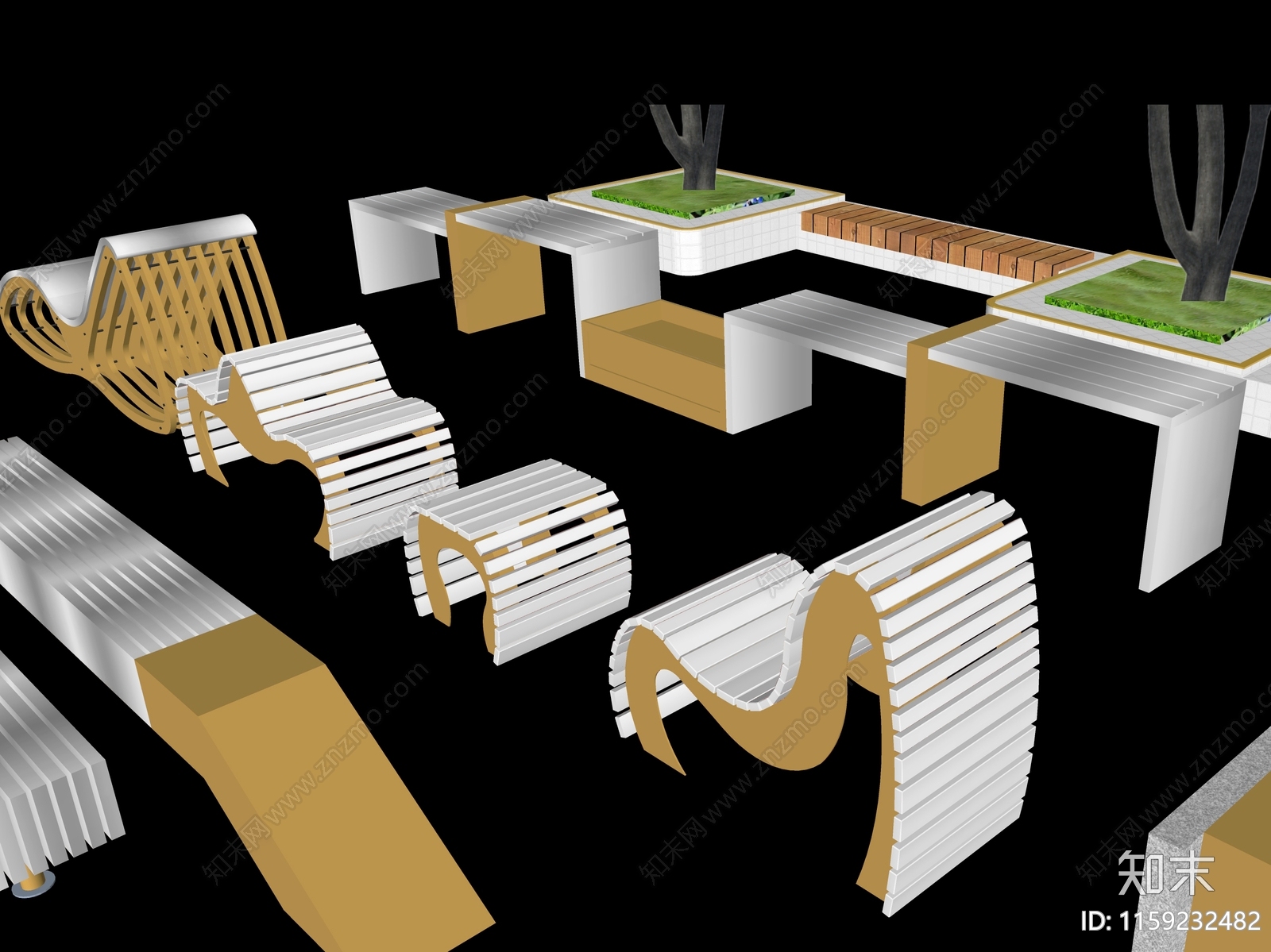 现代景观座椅SU模型下载【ID:1159232482】