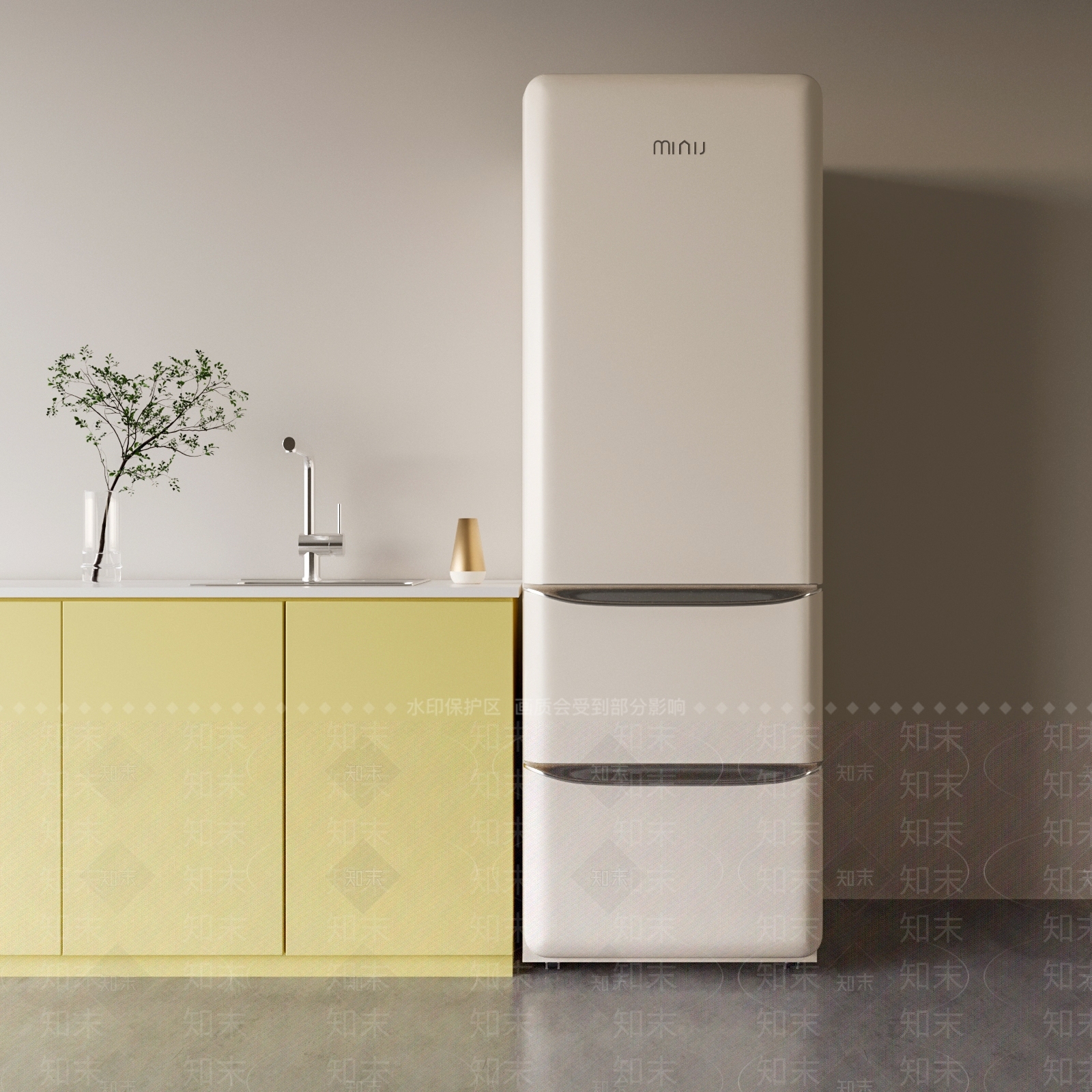 小吉三门冰箱3D模型下载【ID:1159238621】