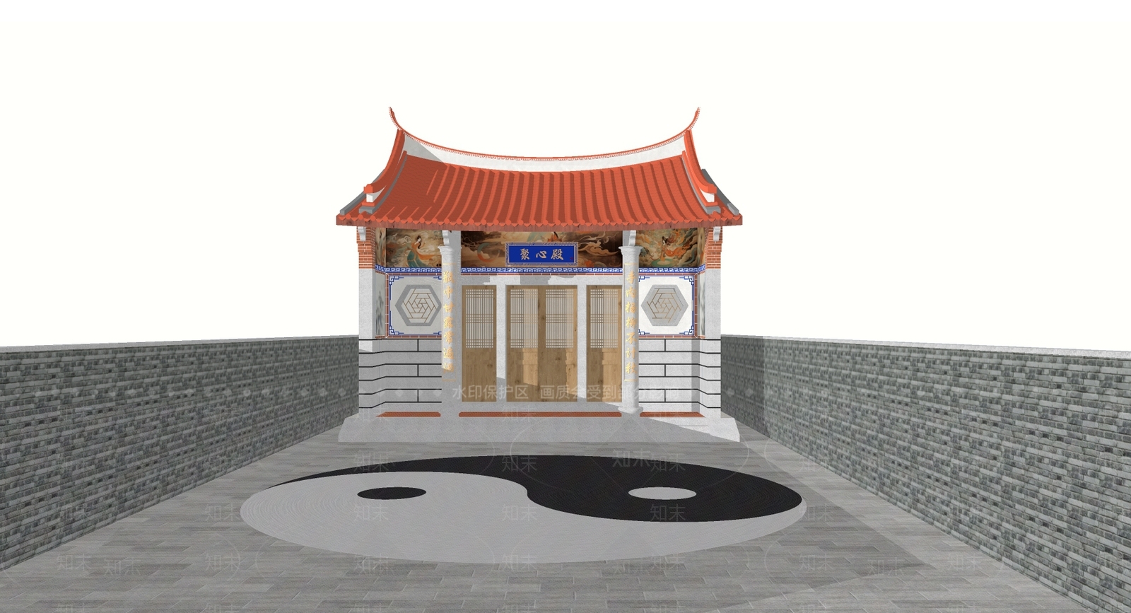 中式庙宇SU模型下载【ID:1159240619】