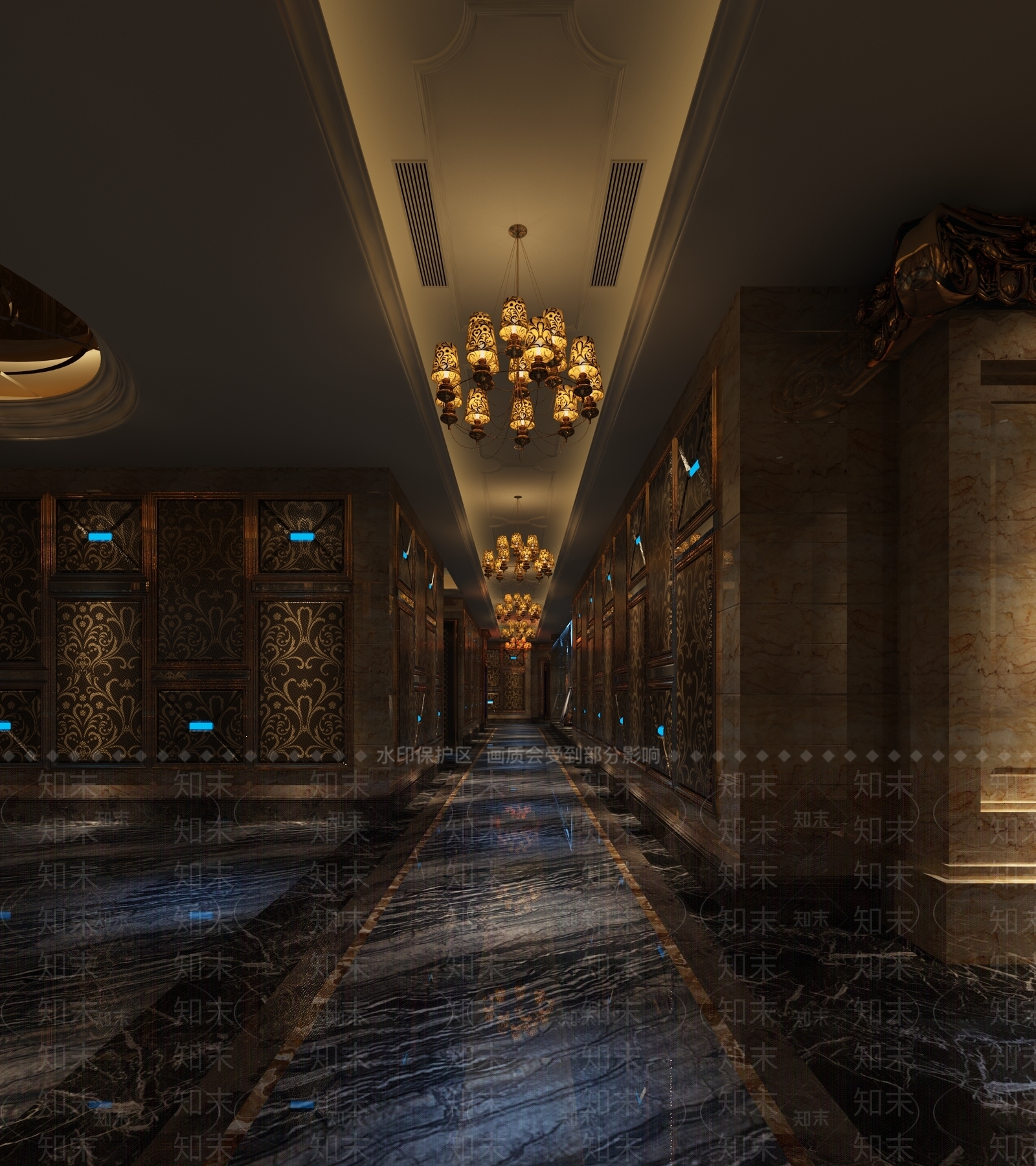 简欧KTV走廊3D模型下载【ID:1159248974】