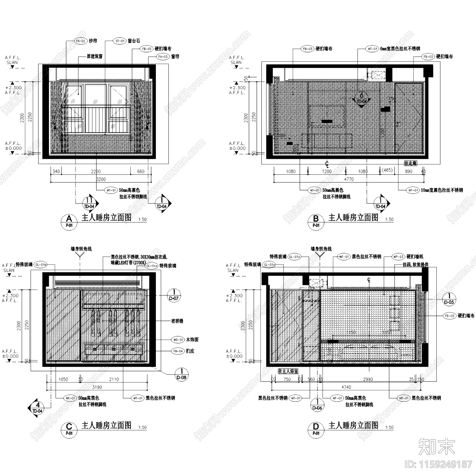 现代中山雅居乐富华西平层三室两厅室内家装cad施工图下载【ID:1159249187】