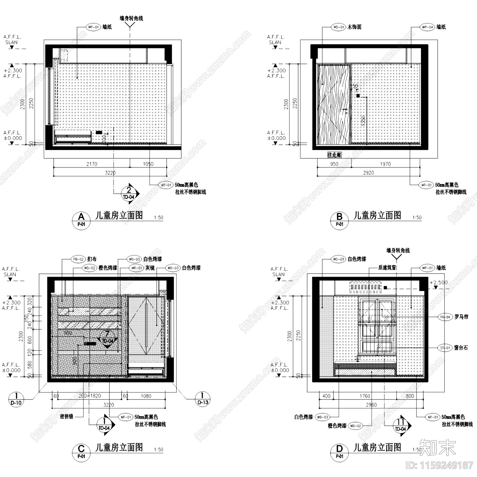 现代中山雅居乐富华西平层三室两厅室内家装cad施工图下载【ID:1159249187】