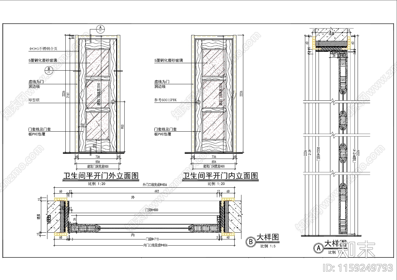 门大样图cad施工图下载【ID:1159249793】